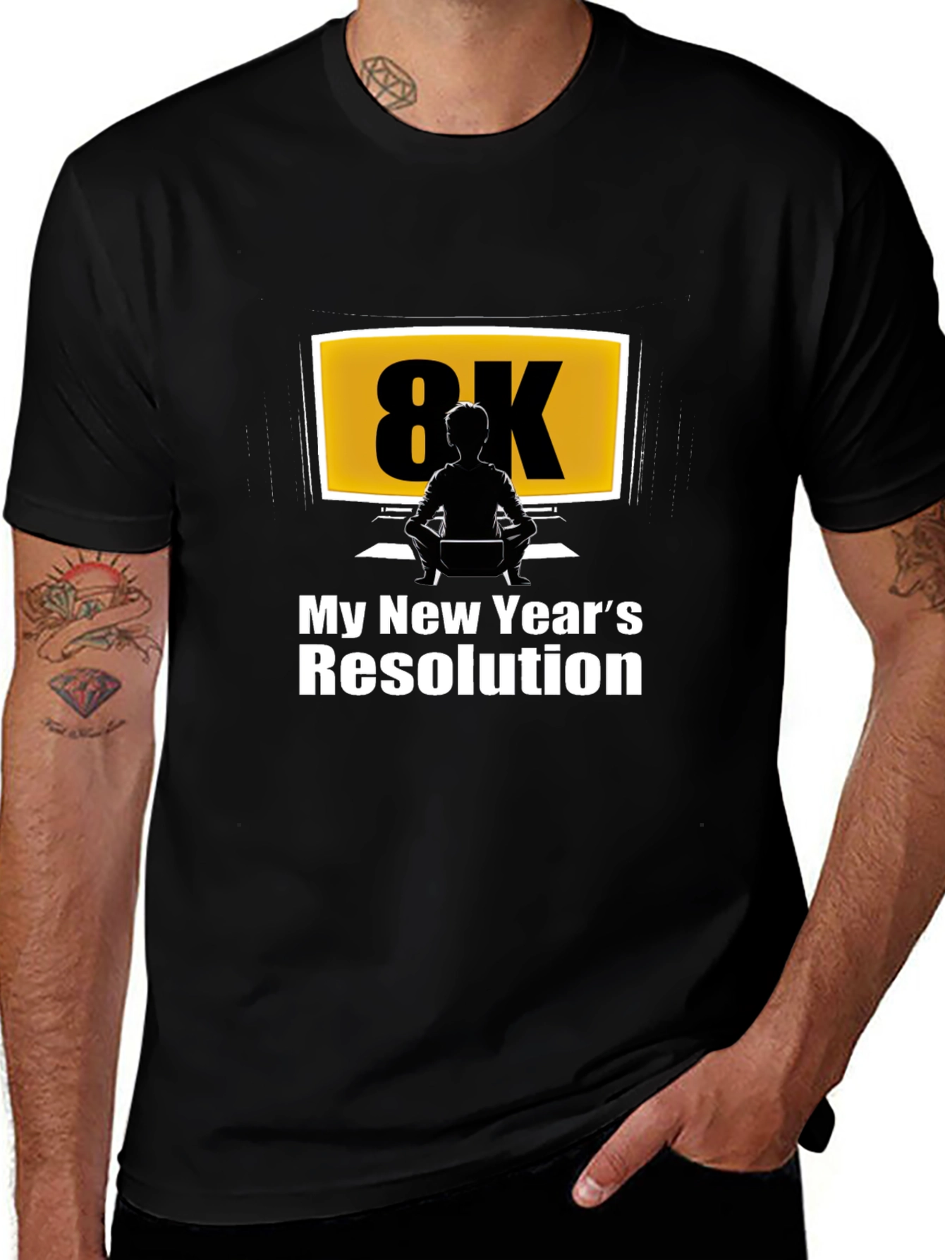 8K New Years Resolution Black T-Shirt