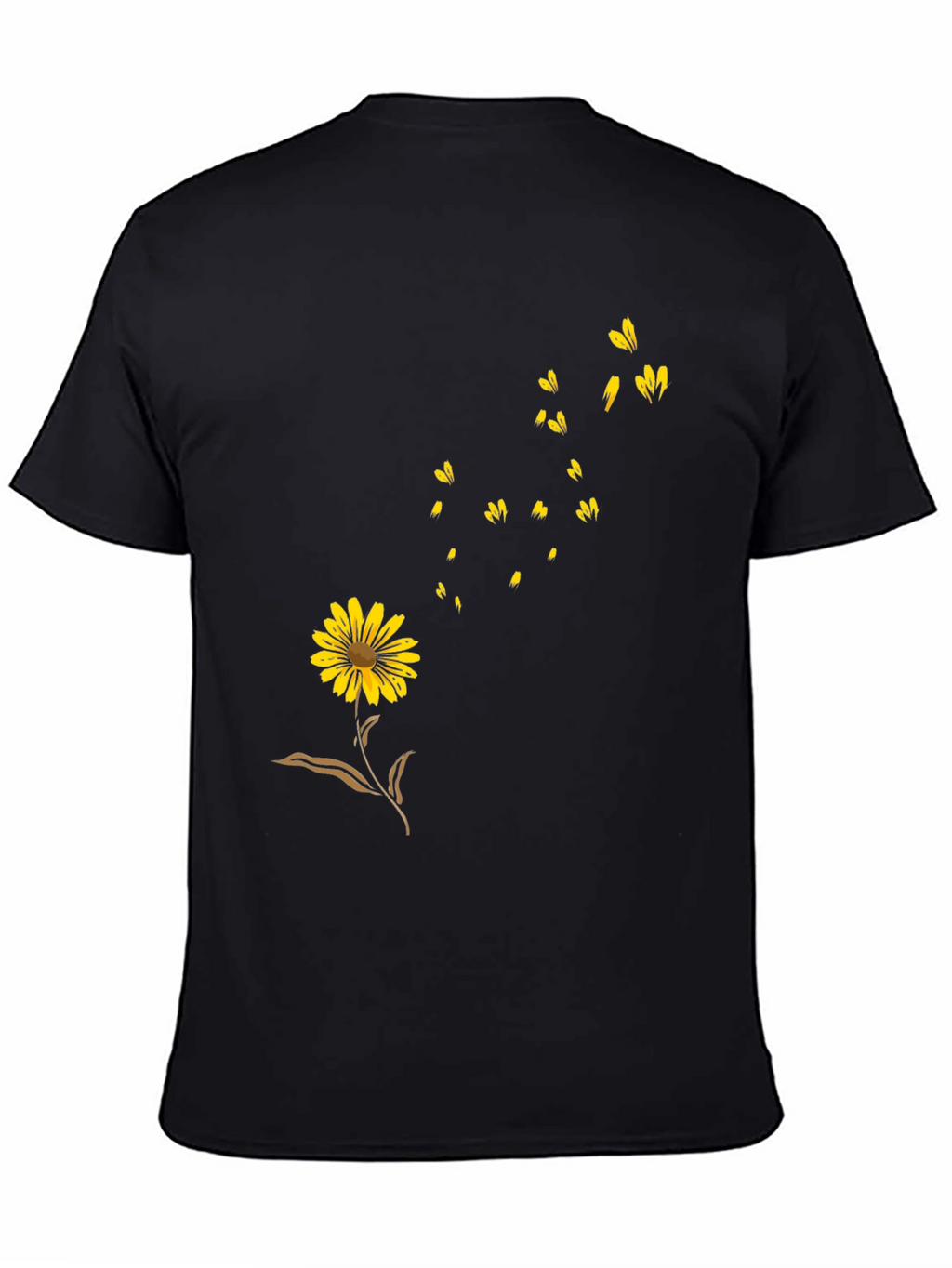 Black Floral Graphic T-Shirt - Casual Wear