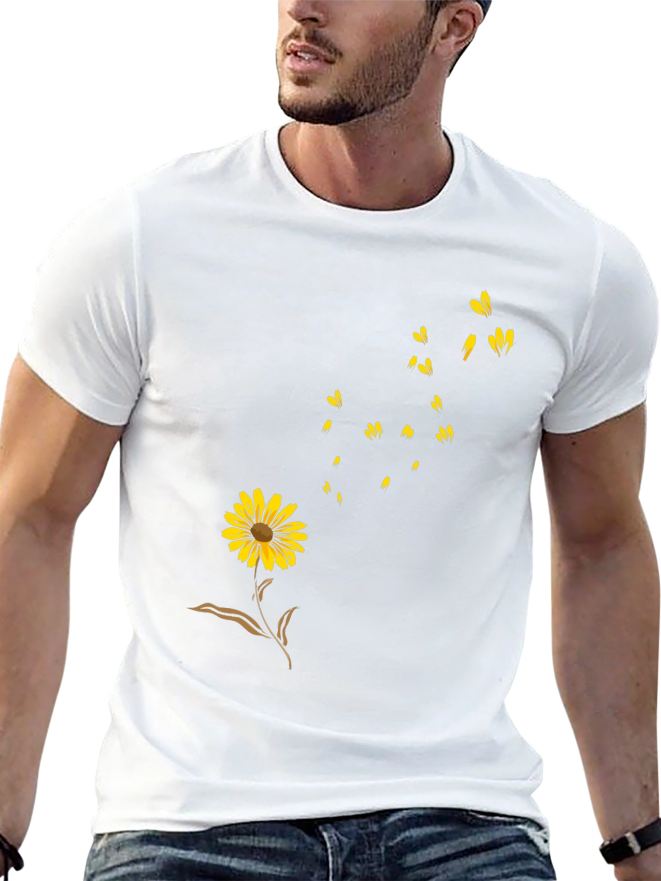 Black Floral Graphic T-Shirt - Casual Wear