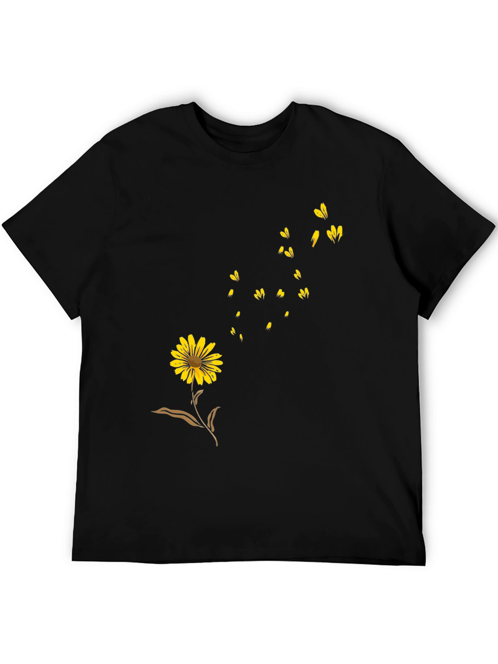 Black Floral Graphic T-Shirt - Casual Wear
