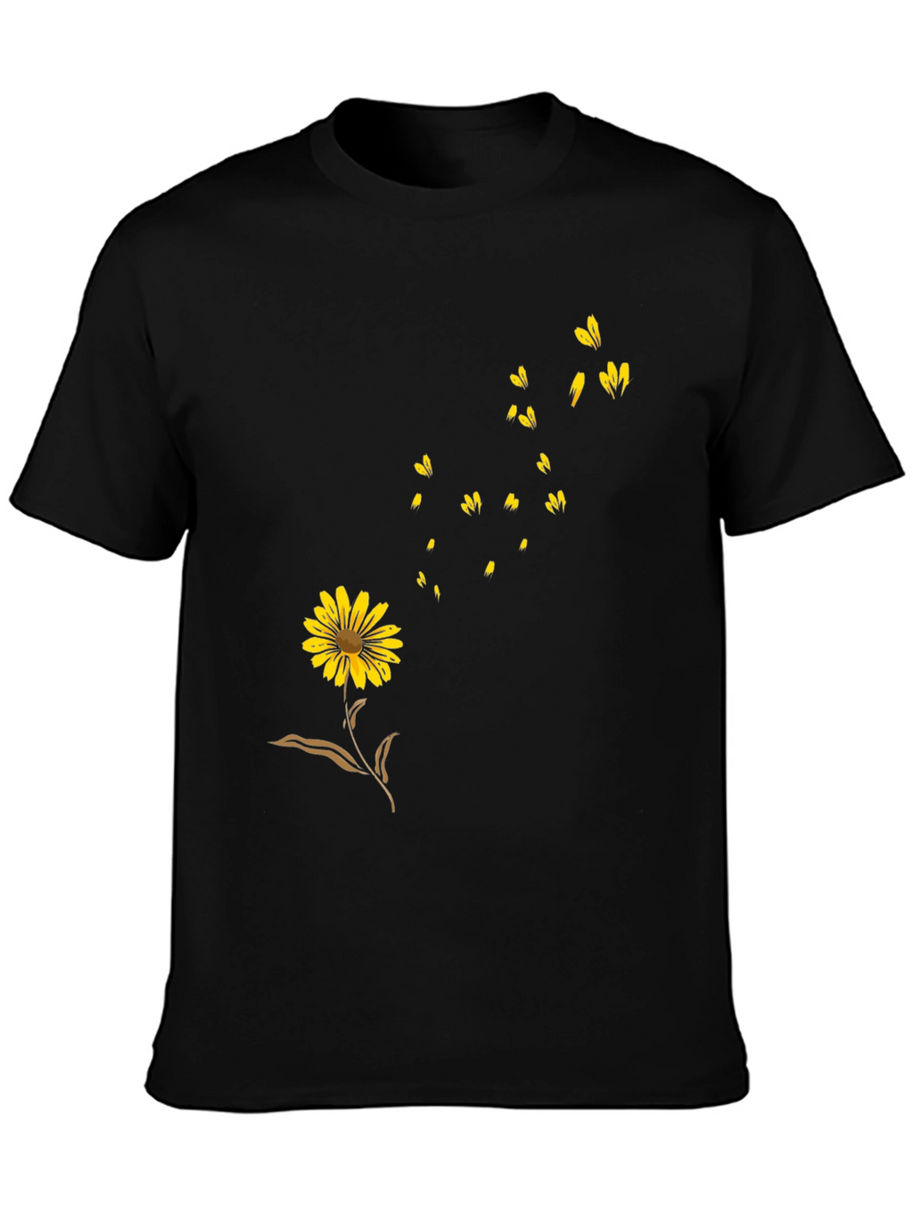 Black Floral Graphic T-Shirt - Casual Wear