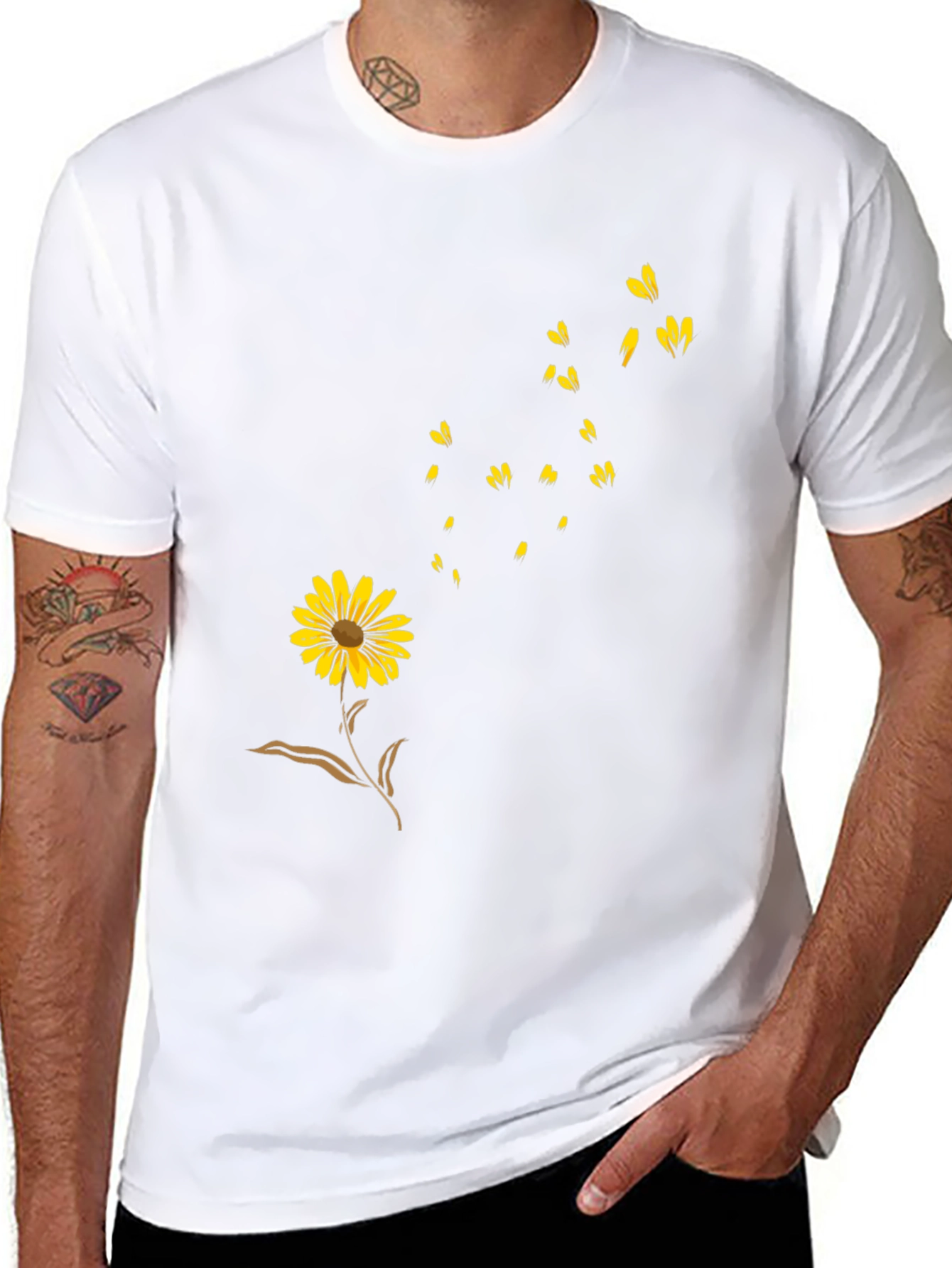Black Floral Graphic T-Shirt - Casual Wear