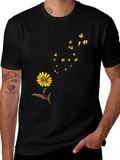 Black Floral Graphic T-Shirt - Casual Wear