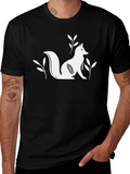 Black T-Shirt with White Fox Design