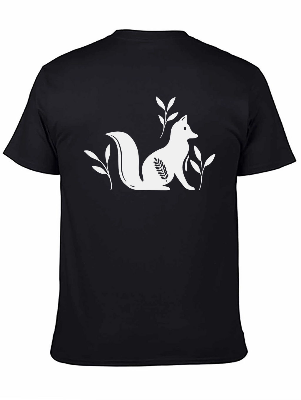 Black T-Shirt with White Fox Design