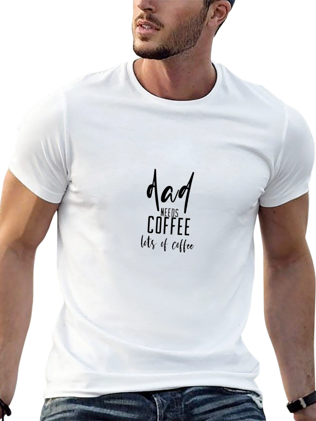 Dad Needs Coffee T-Shirt - Black Crew Neck