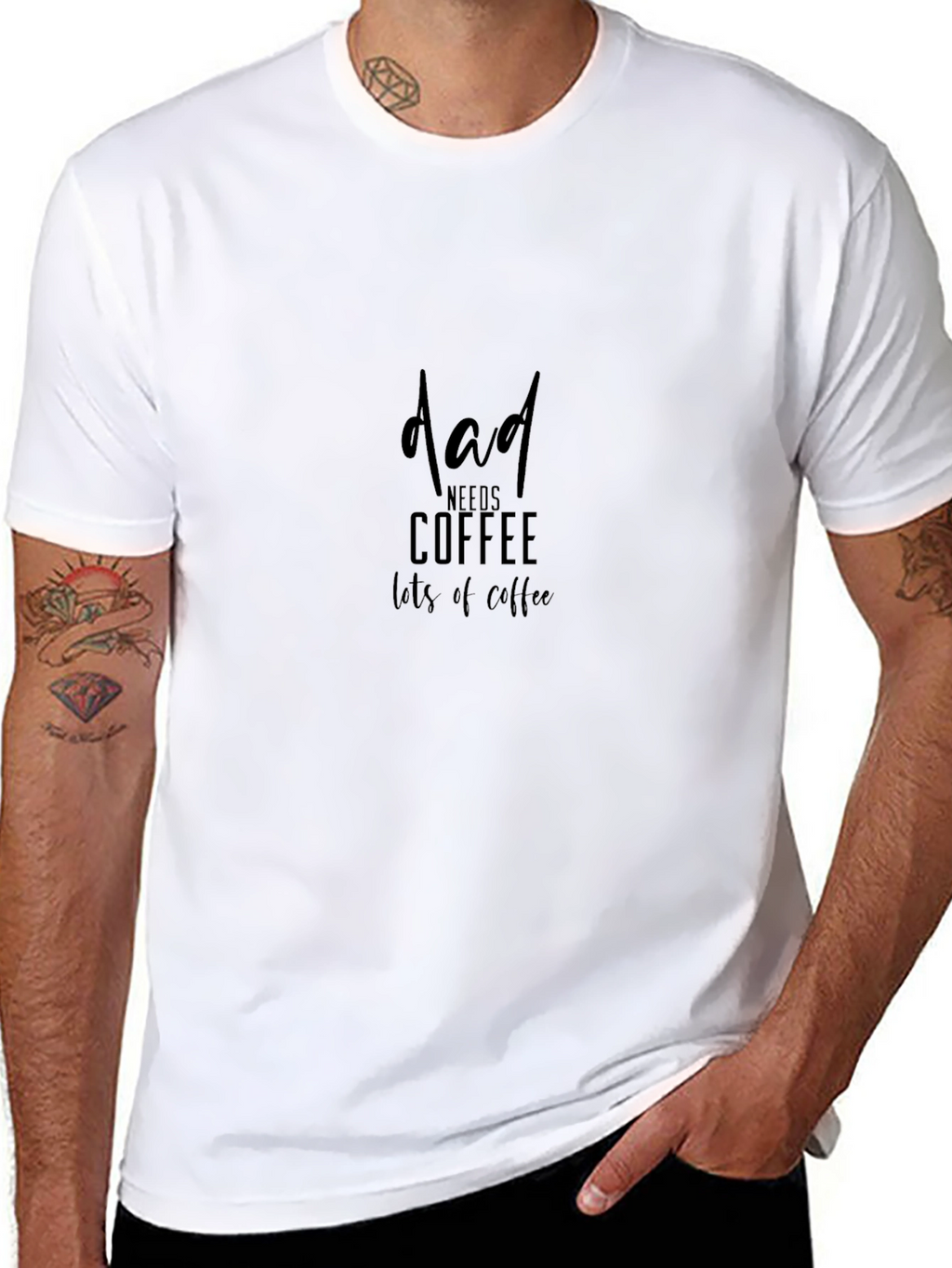 Dad Needs Coffee T-Shirt - Black Crew Neck