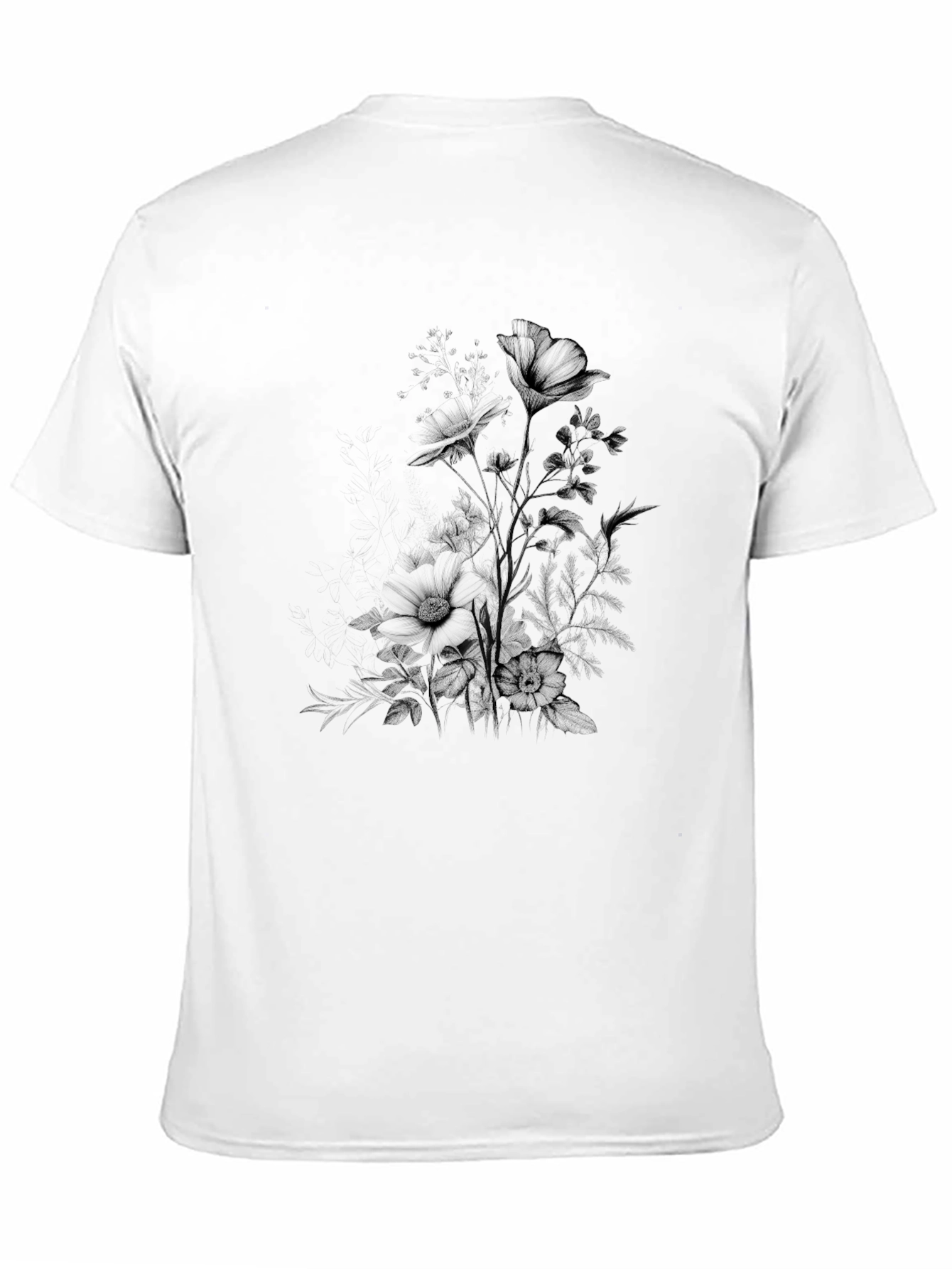 Mens Black Floral Print Crew Neck T-Shirt