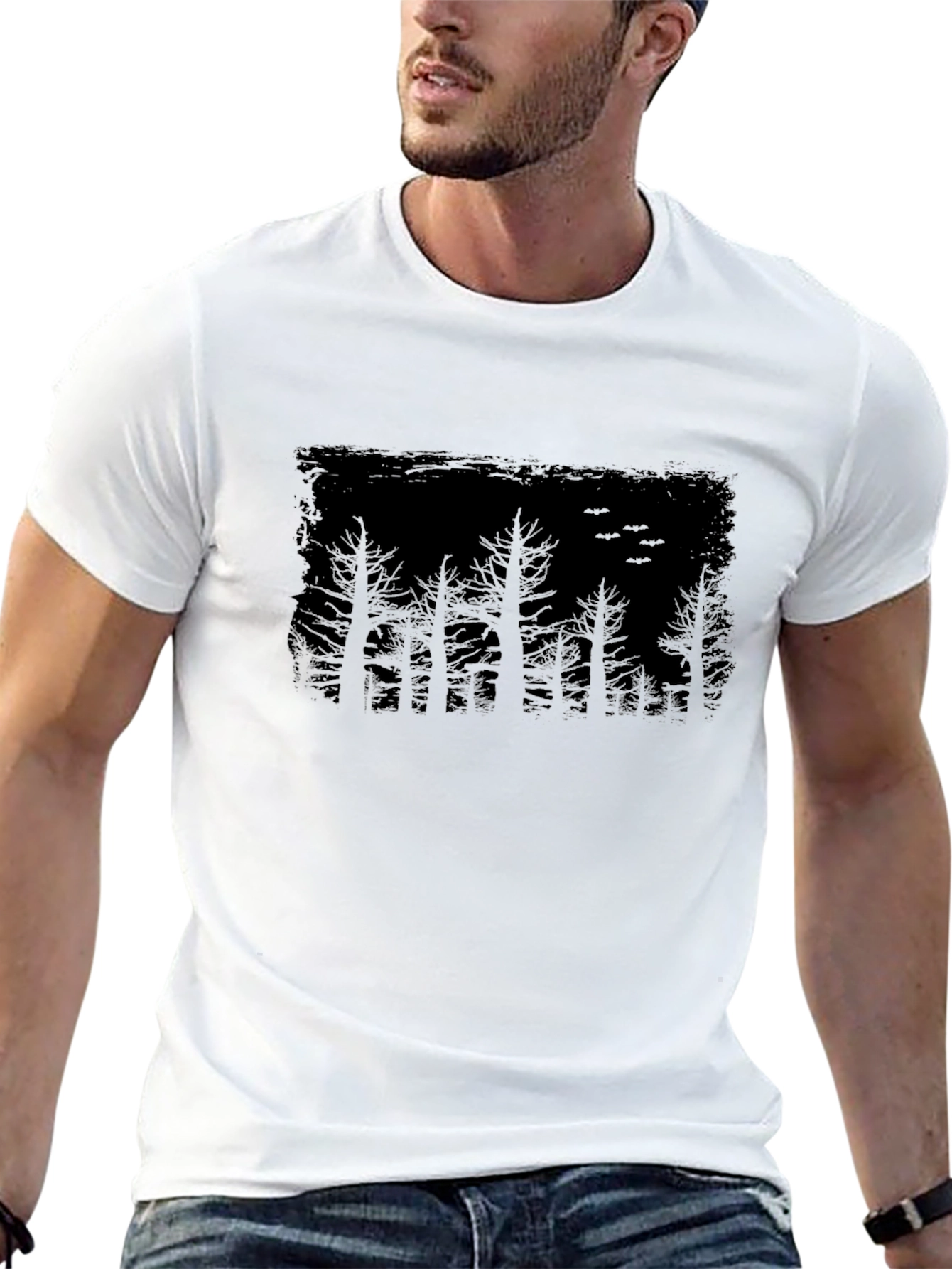 Mens Black Forest Silhouette Graphic Tee