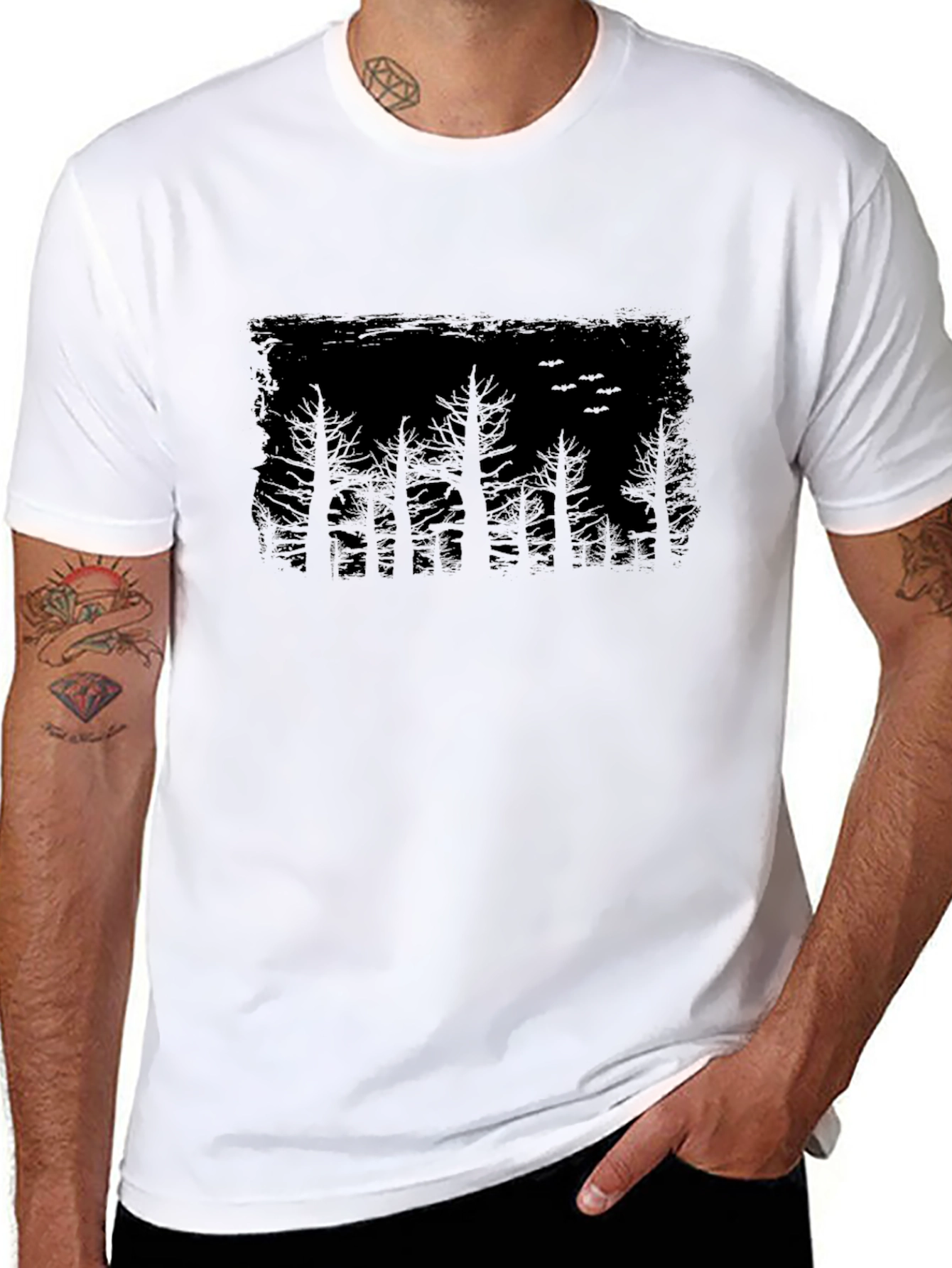Mens Black Forest Silhouette Graphic Tee