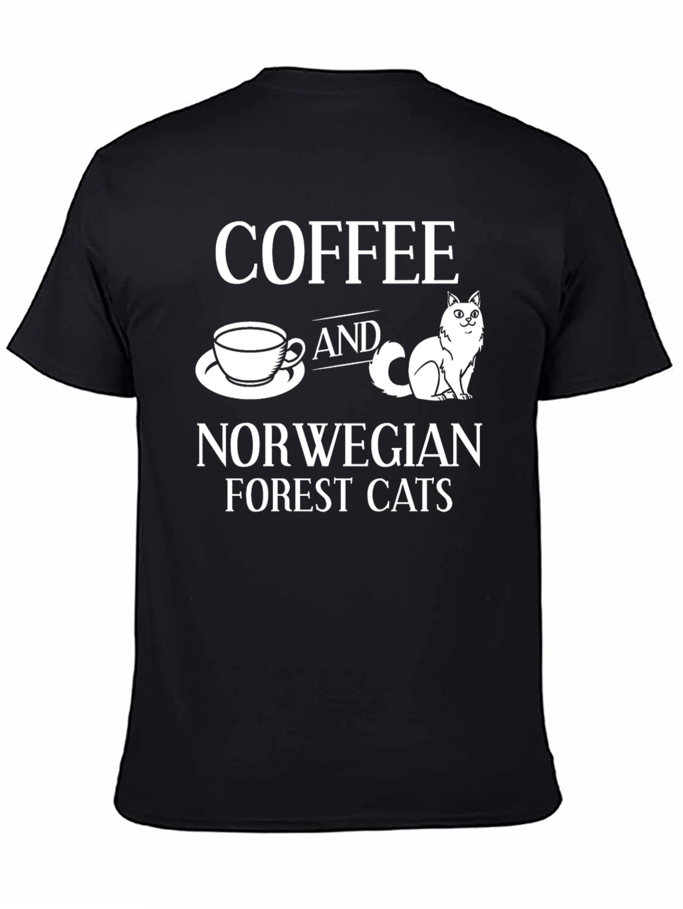 Coffee & Norwegian Forest Cats Black T-Shirt