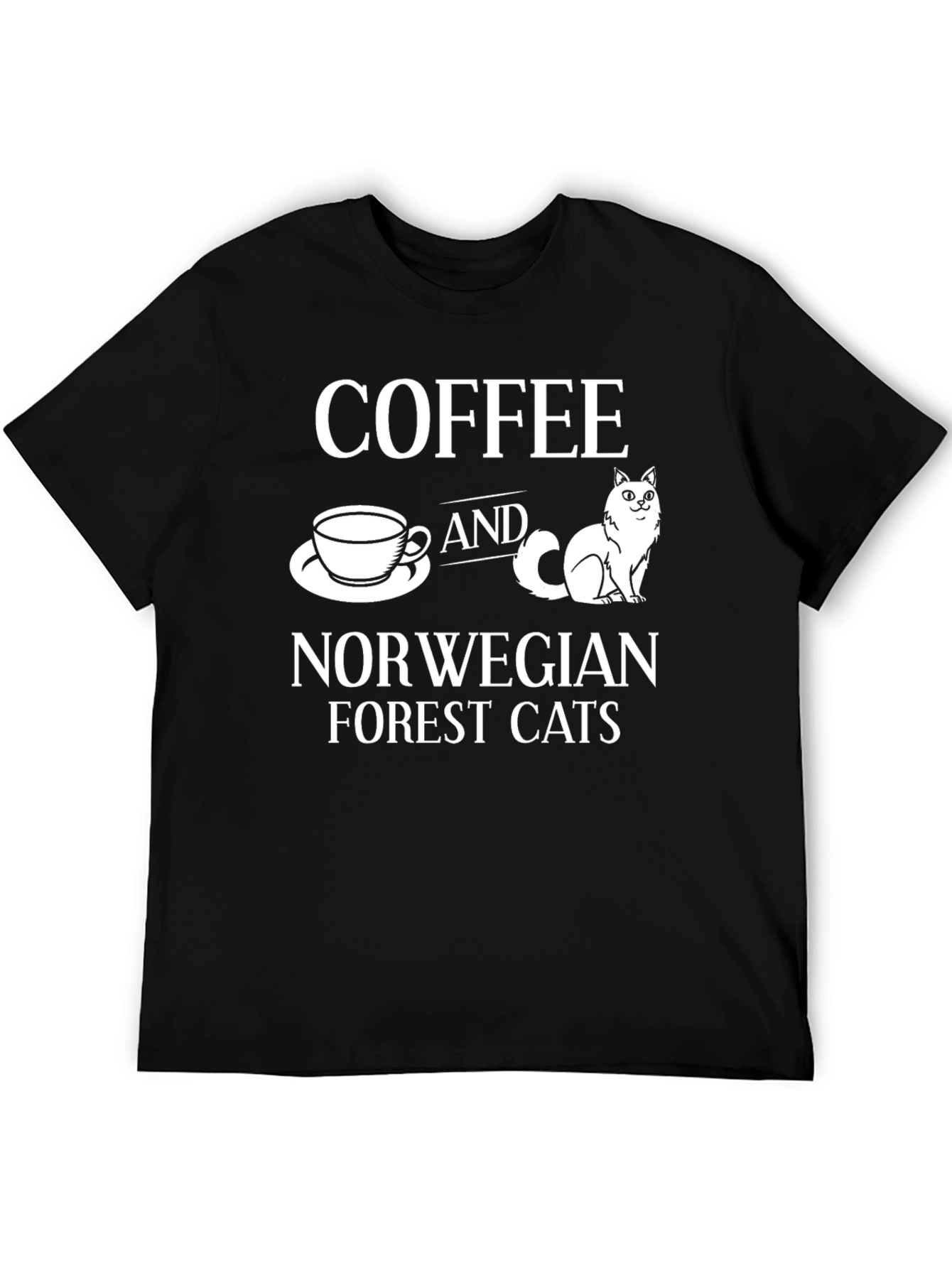 Coffee & Norwegian Forest Cats Black T-Shirt