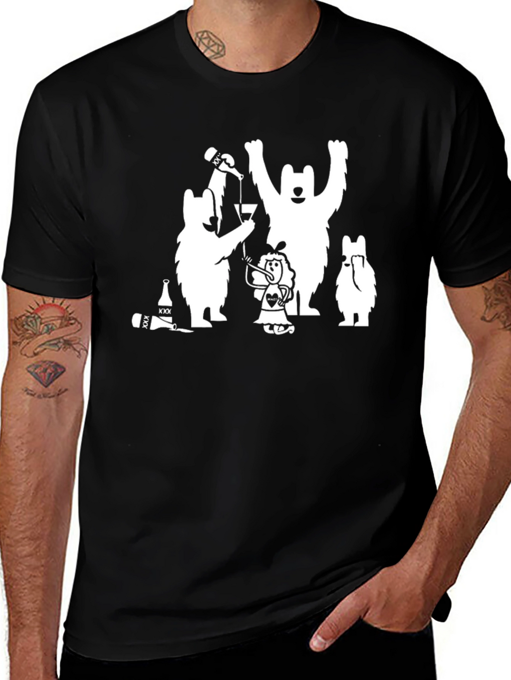 Party Bears Black T-Shirt - Fun Graphic Tee