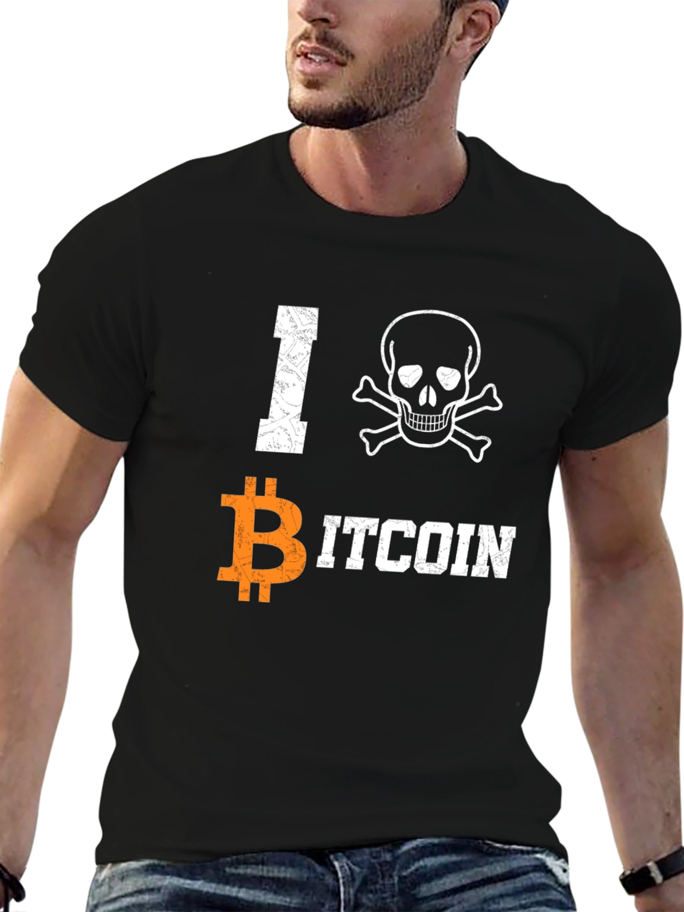 I Skull Bitcoin Graphic Tee - Crypto Enthusiast T-Shirt
