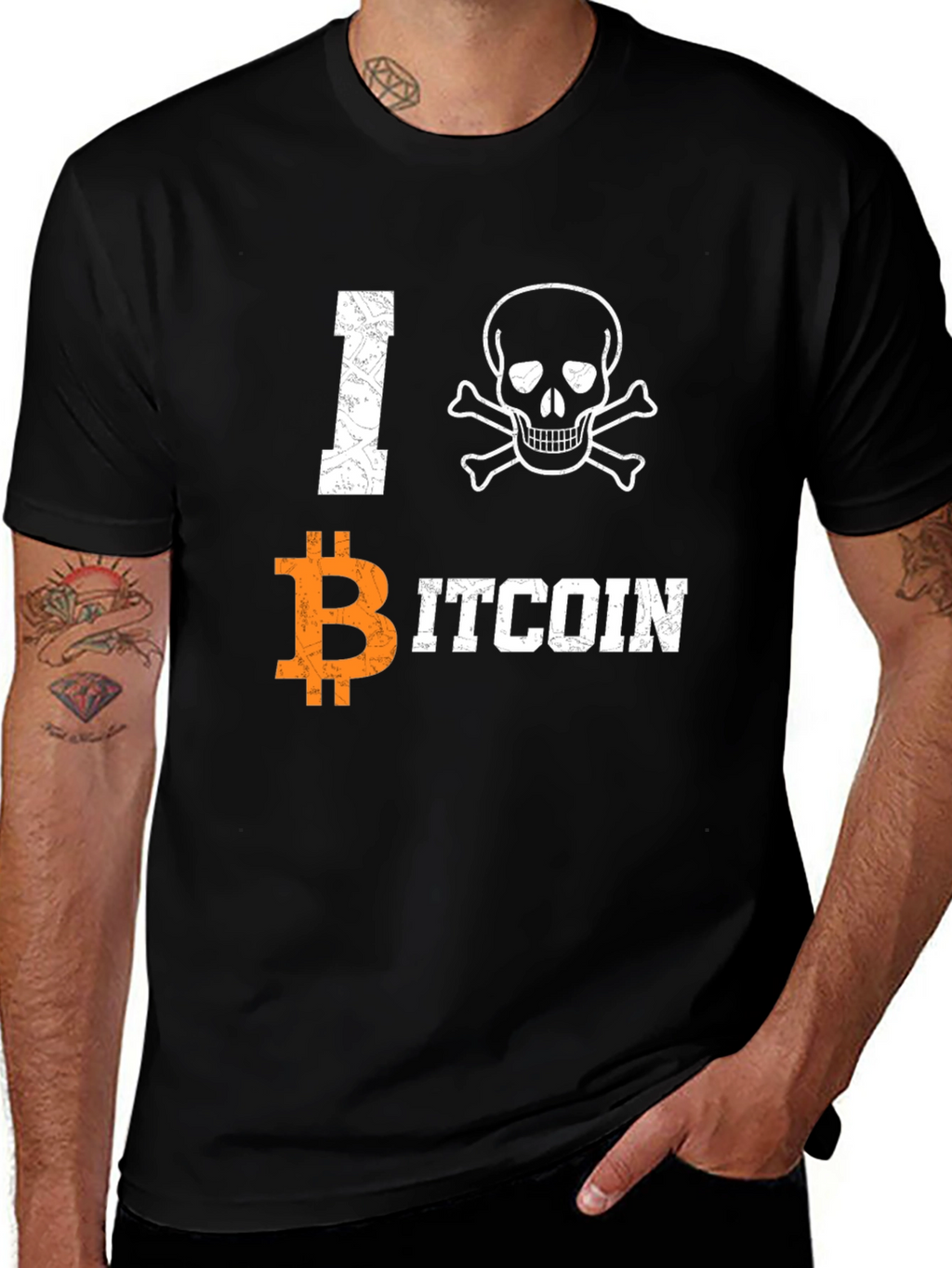 I Skull Bitcoin Graphic Tee - Crypto Enthusiast T-Shirt