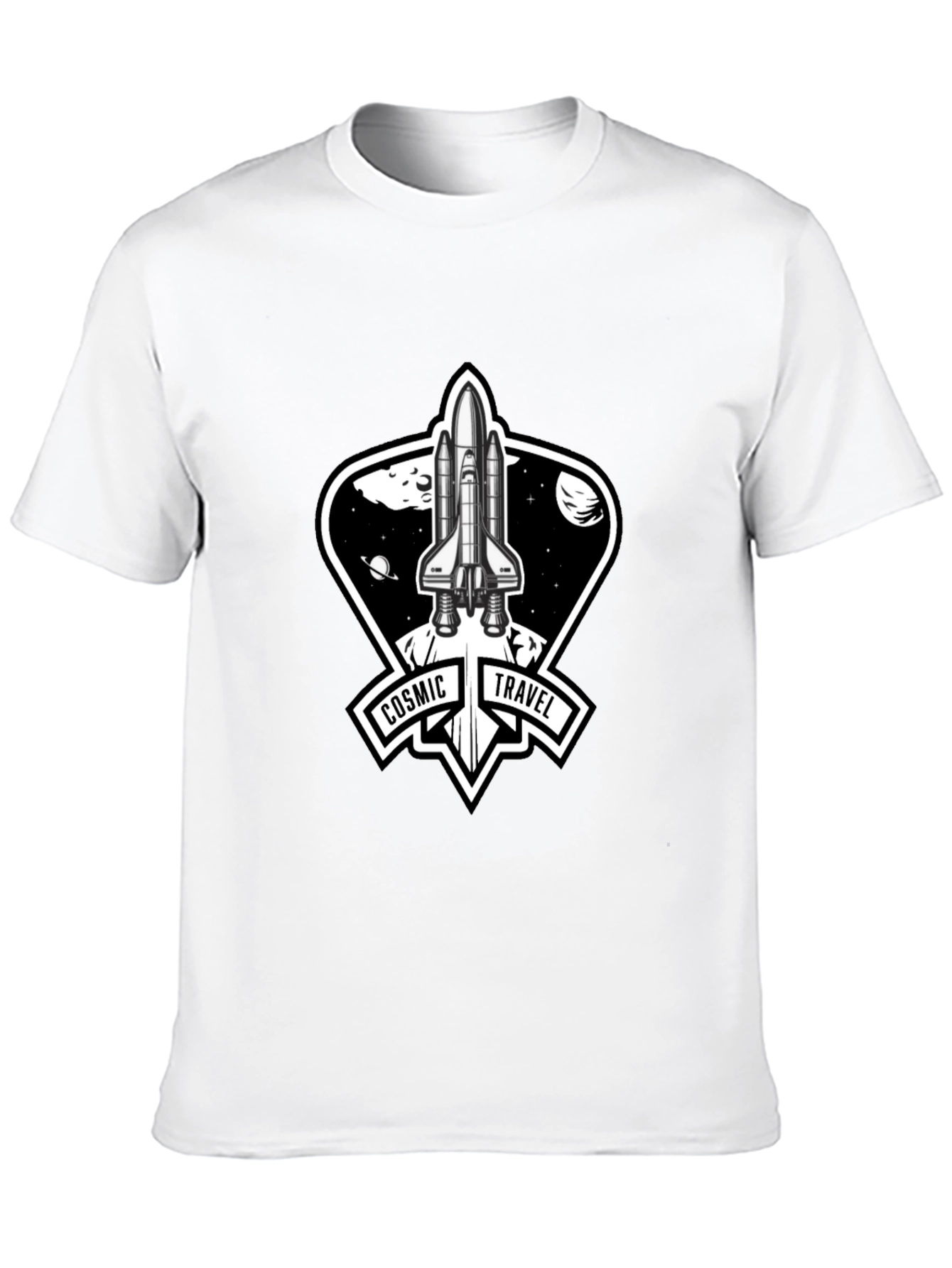 Cosmic Travel Space Shuttle Graphic T-Shirt