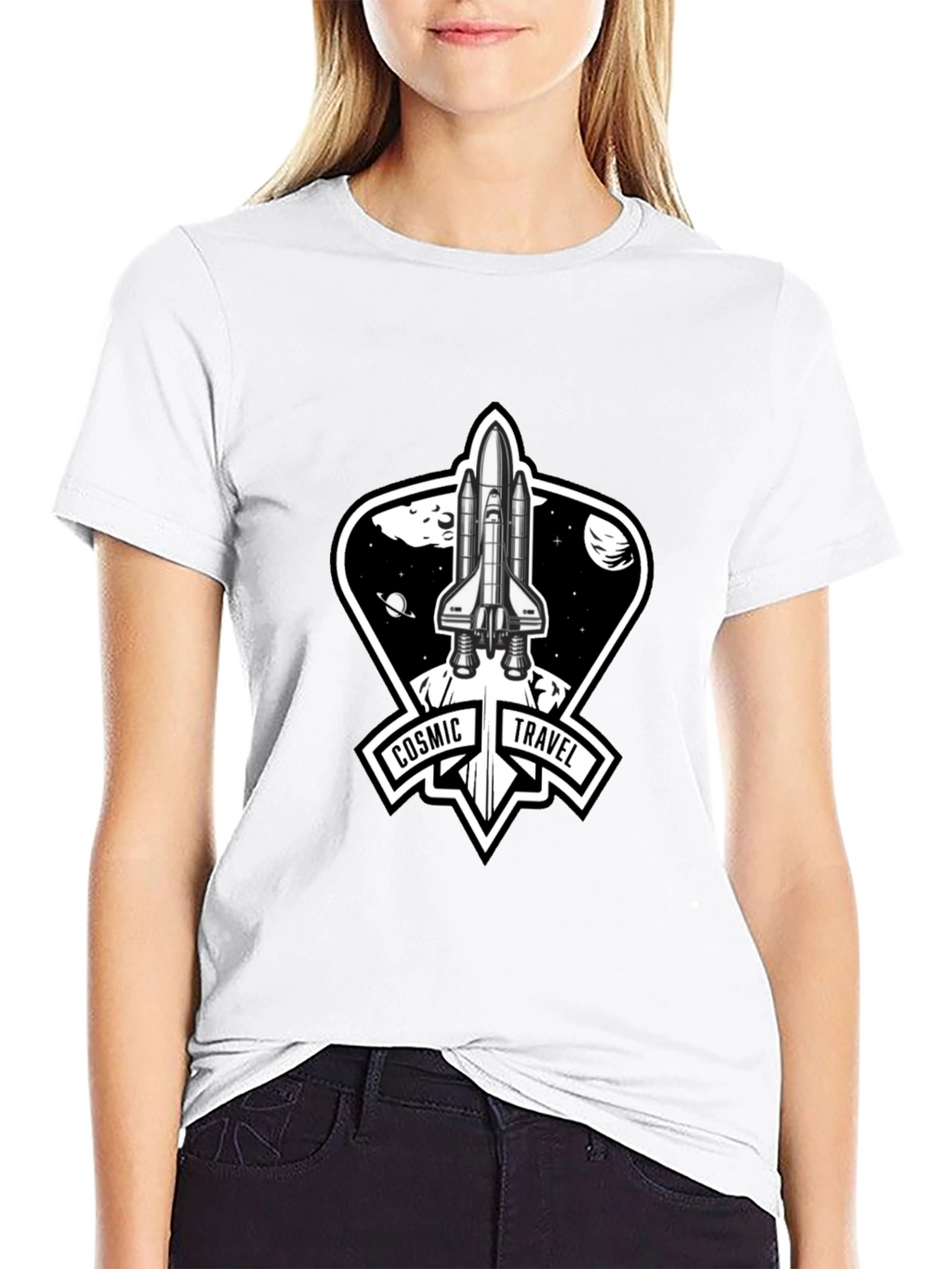 Cosmic Travel Space Shuttle Graphic T-Shirt