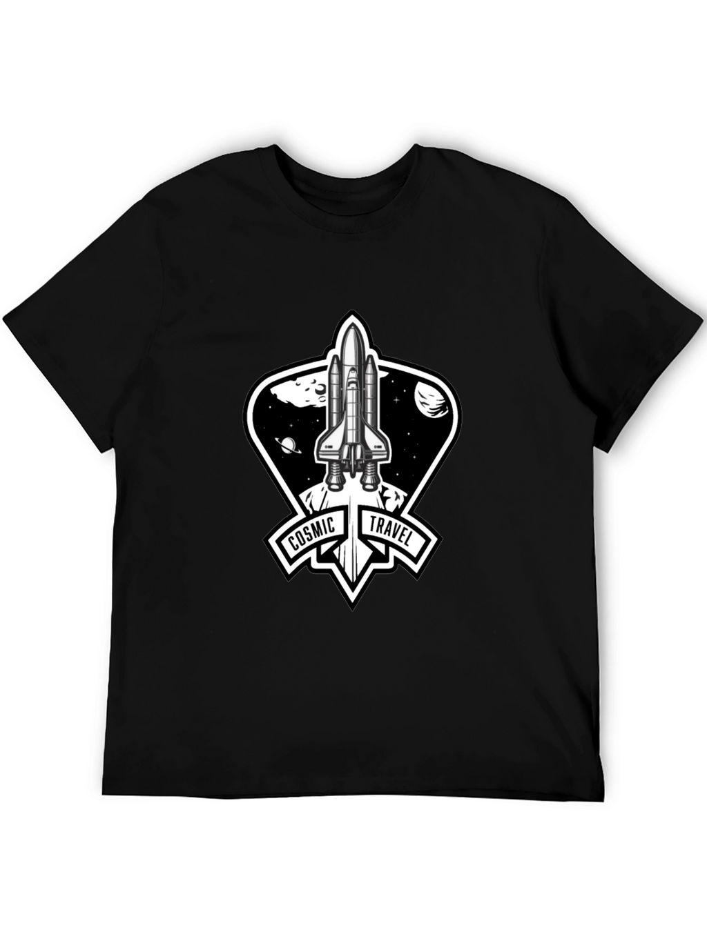 Cosmic Travel Space Shuttle Graphic T-Shirt