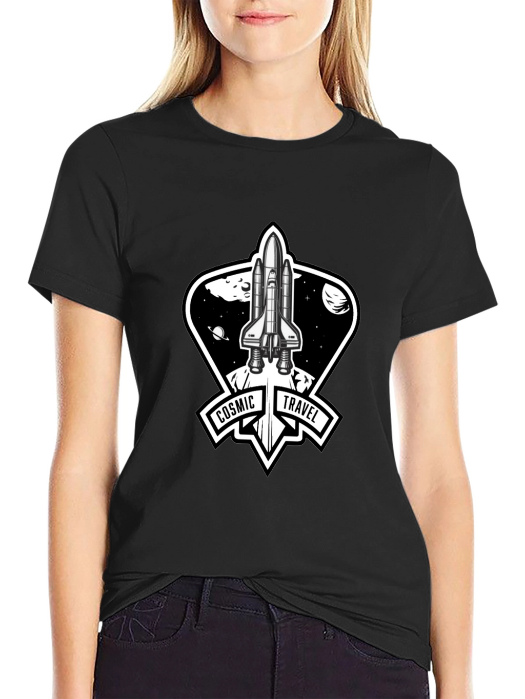 Cosmic Travel Space Shuttle Graphic T-Shirt
