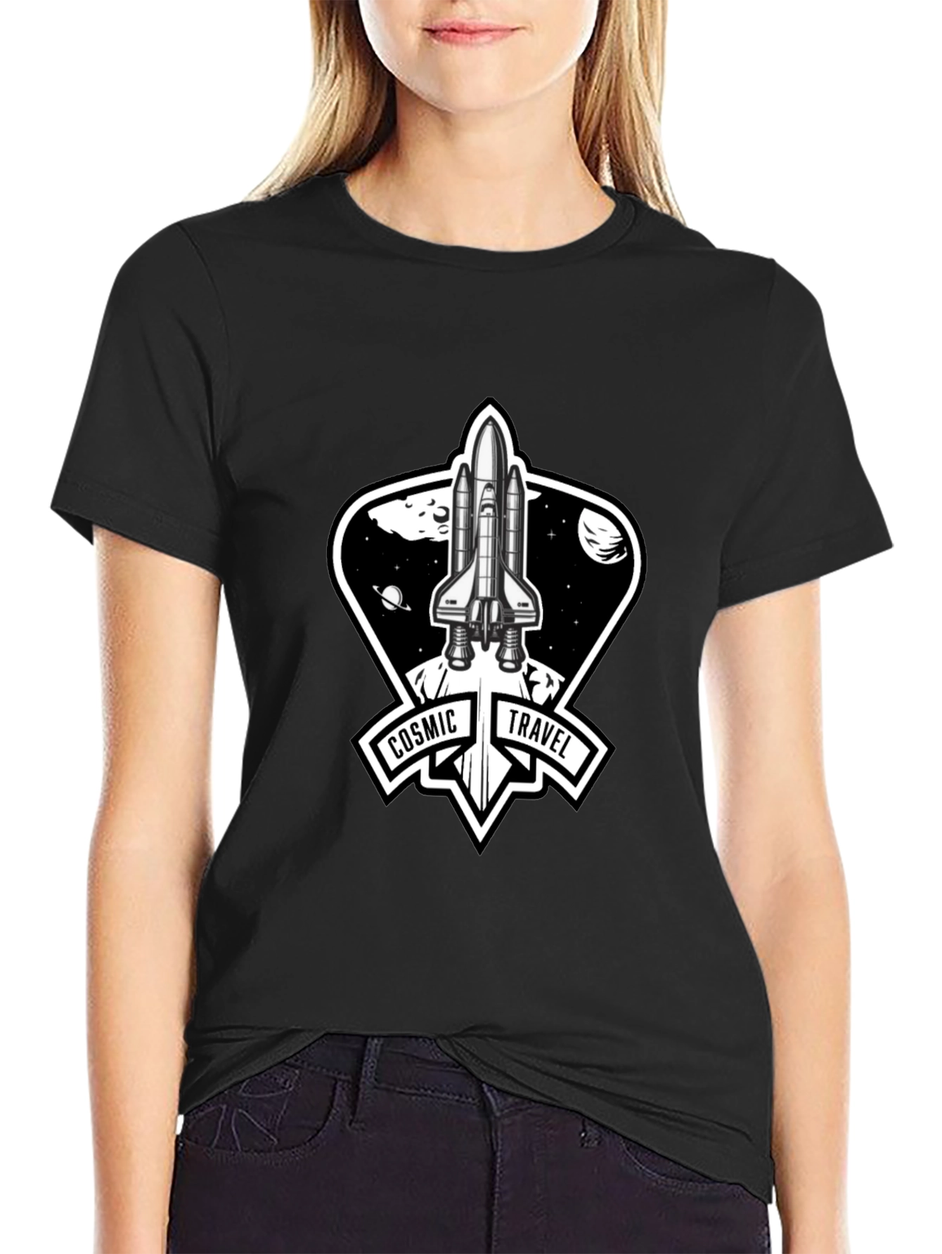 Cosmic Travel Space Shuttle Graphic T-Shirt