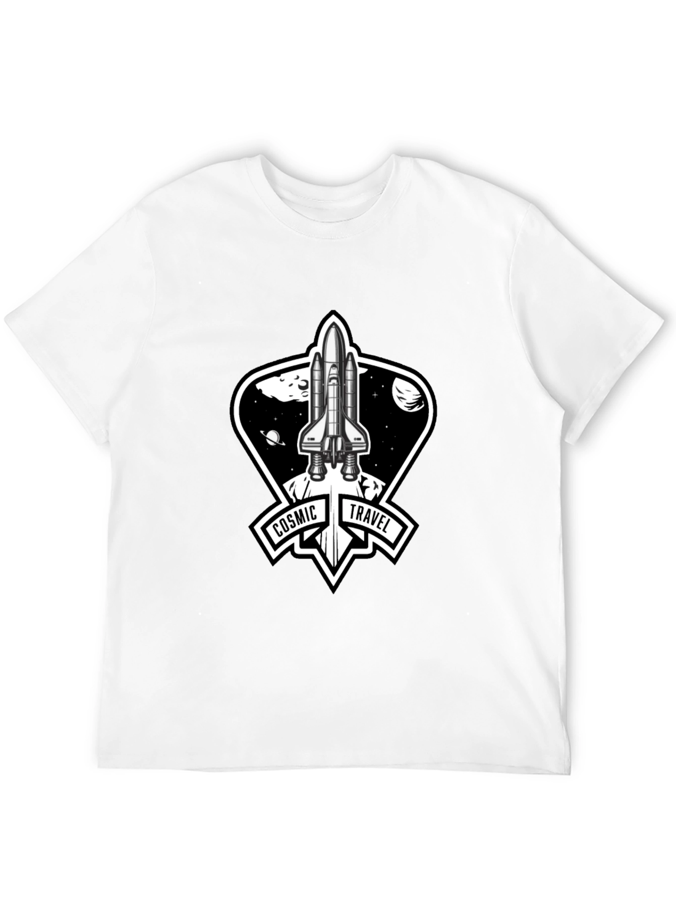 Cosmic Travel Space Shuttle Graphic T-Shirt