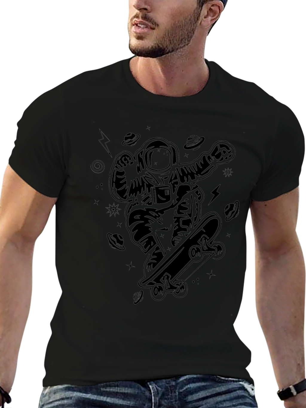 Skateboarding Astronaut Black T-Shirt
