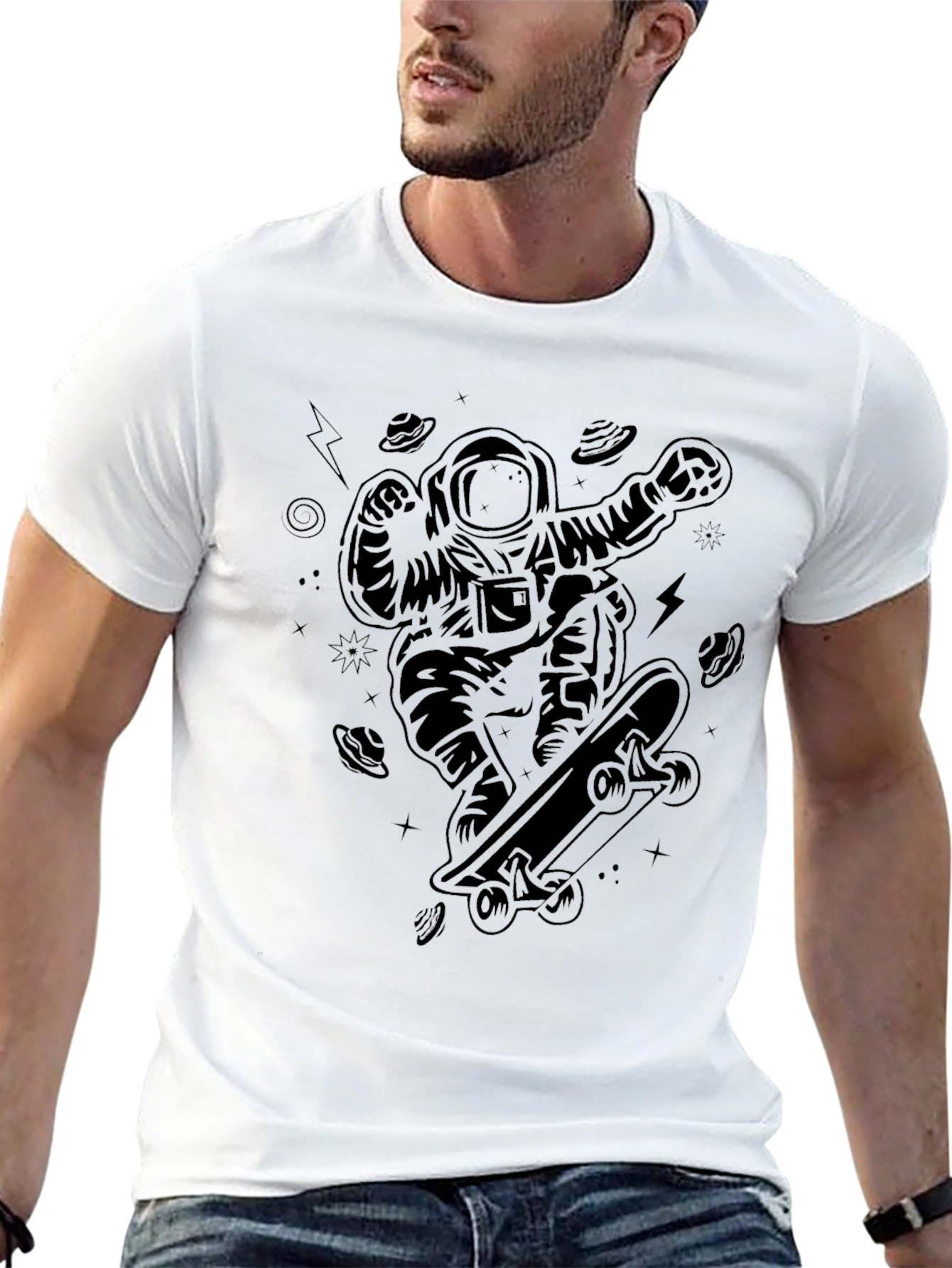 Skateboarding Astronaut Black T-Shirt