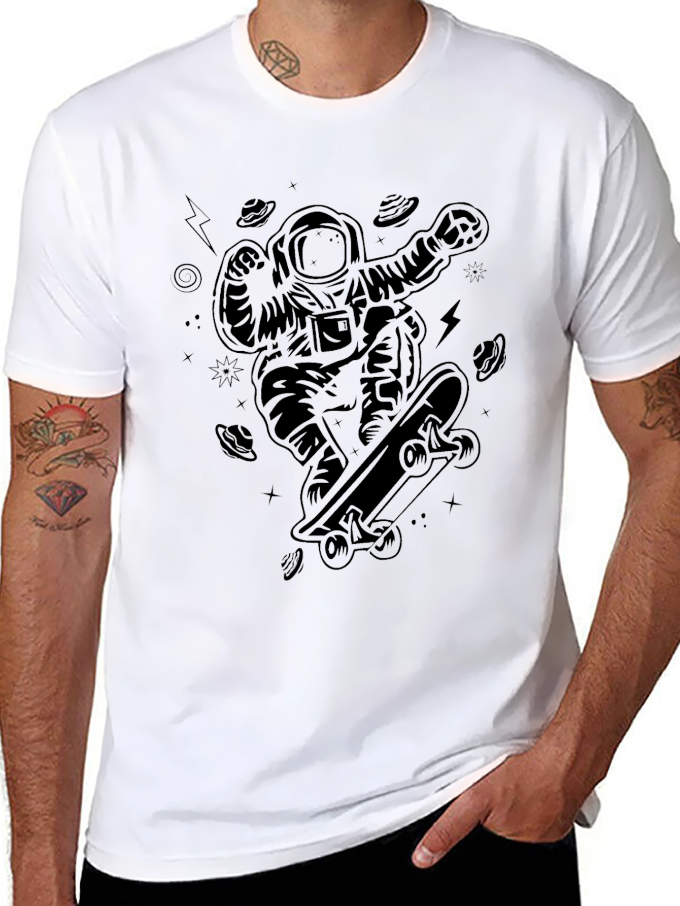 Skateboarding Astronaut Black T-Shirt