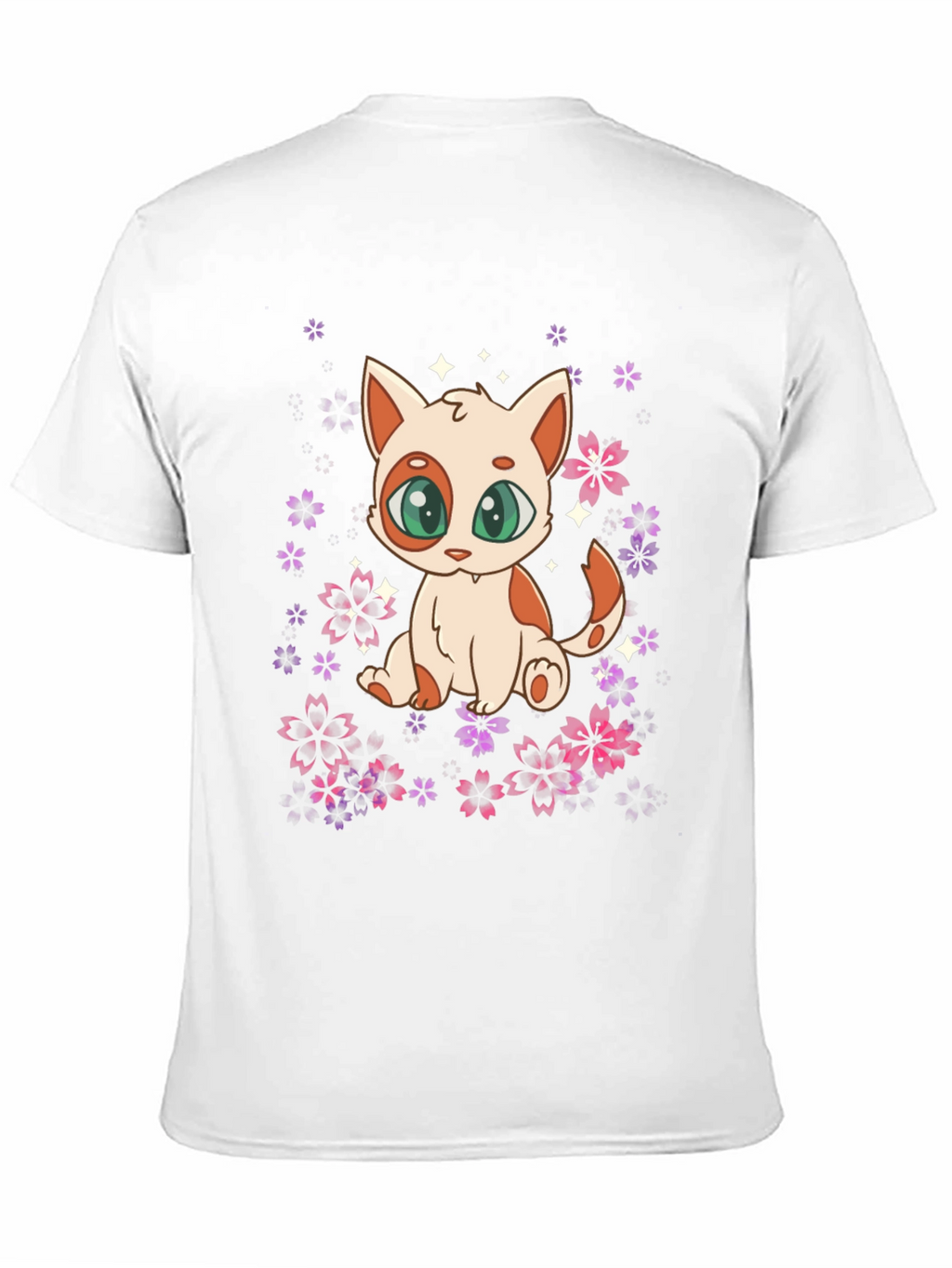Cute Anime Cat Floral T-Shirt