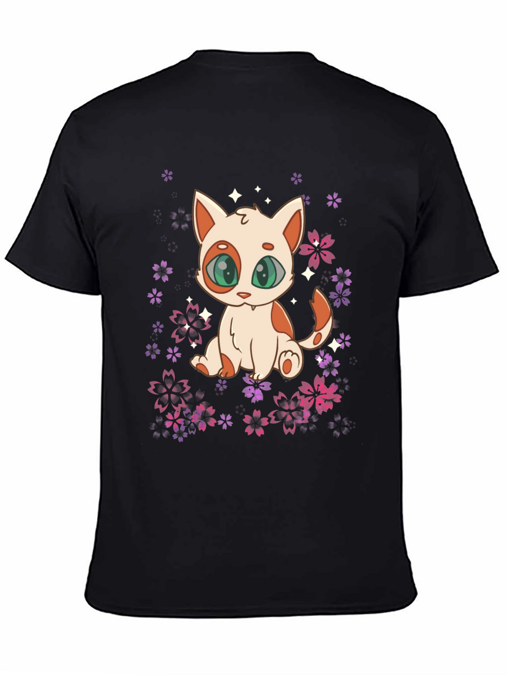 Cute Anime Cat Floral T-Shirt