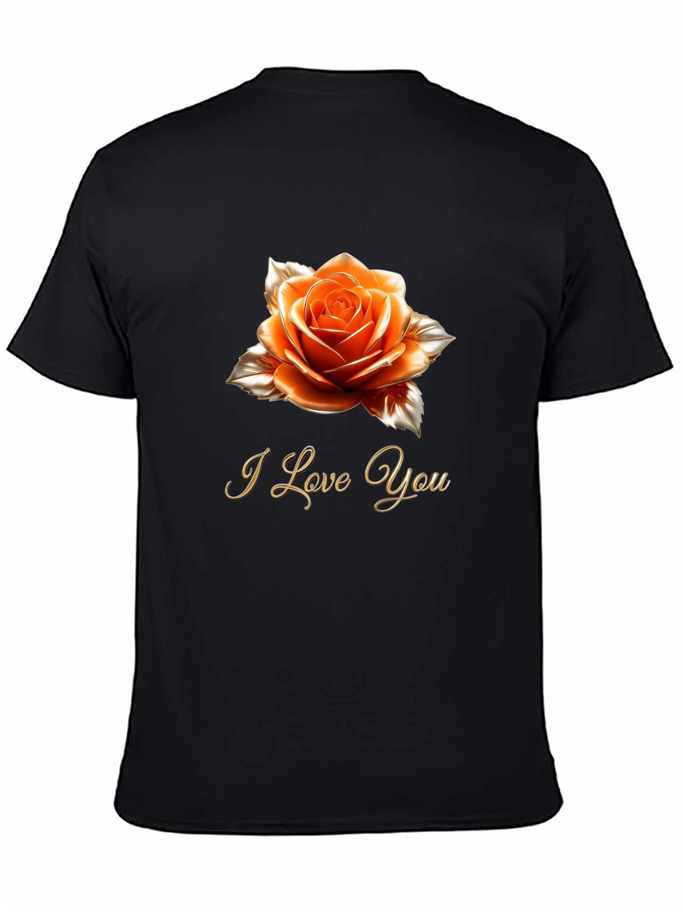 Rose I Love You Graphic Tee - Romantic Black T-Shirt