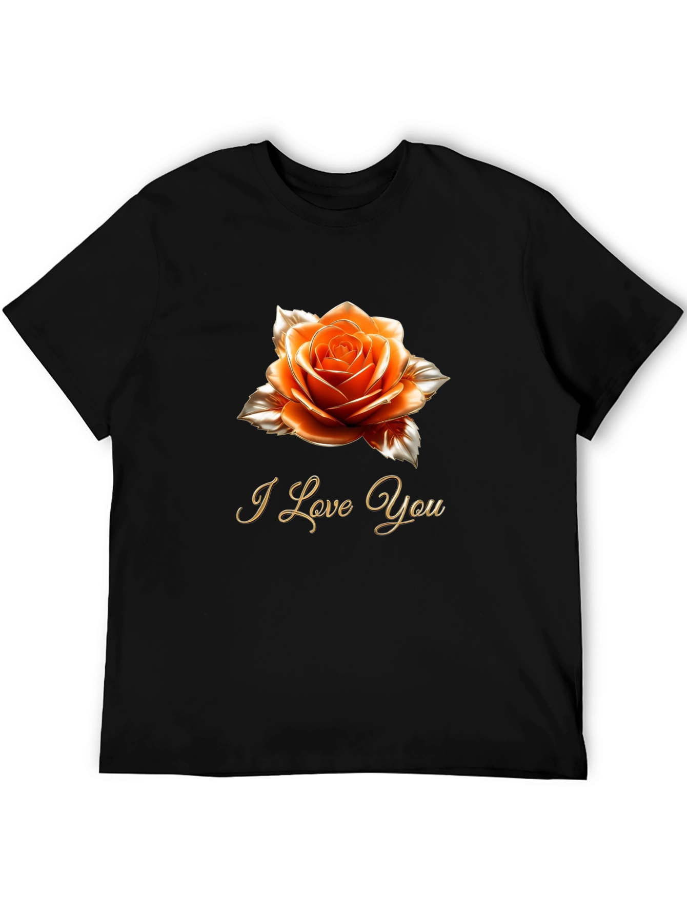 Rose I Love You Graphic Tee - Romantic Black T-Shirt