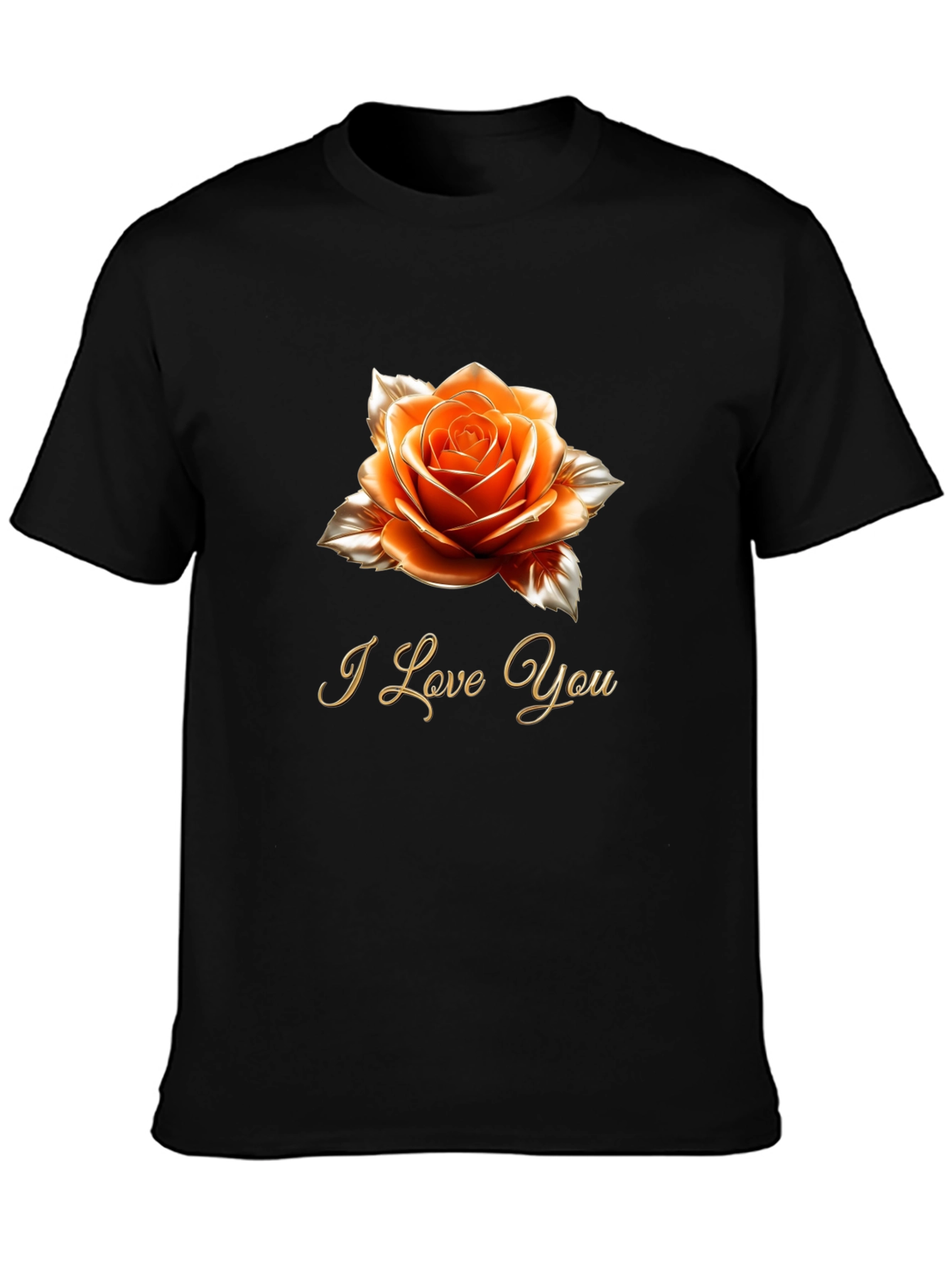 Rose I Love You Graphic Tee - Romantic Black T-Shirt