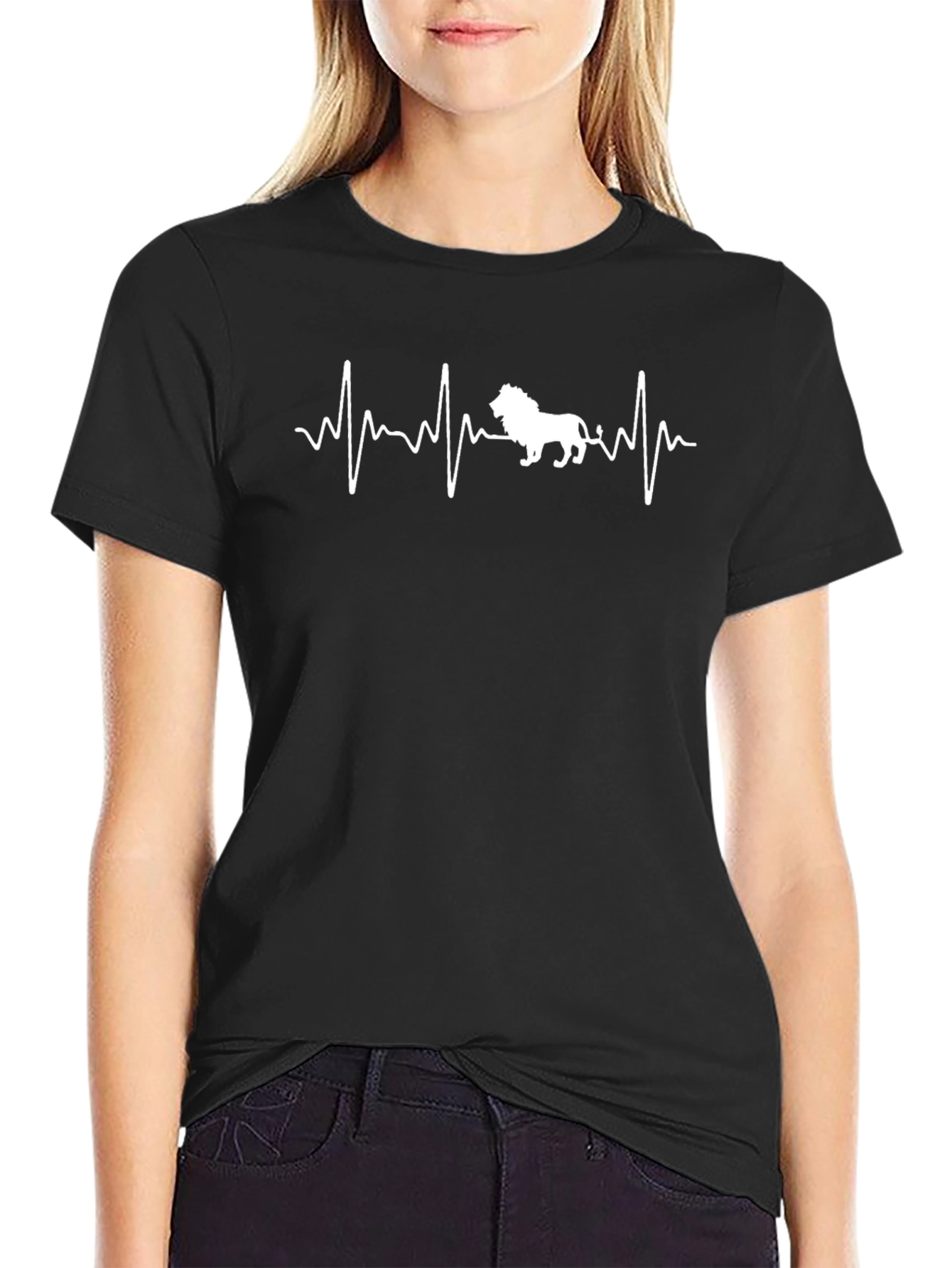 Lion Heartbeat T-Shirt - Black