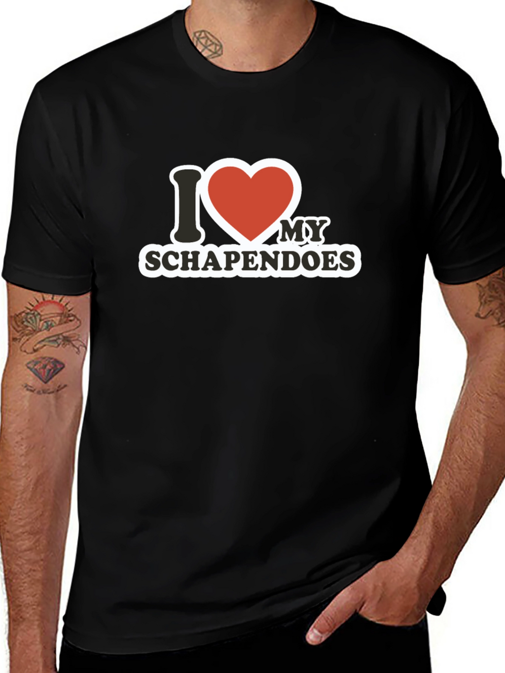 I Love My Schapendoes Black T-Shirt