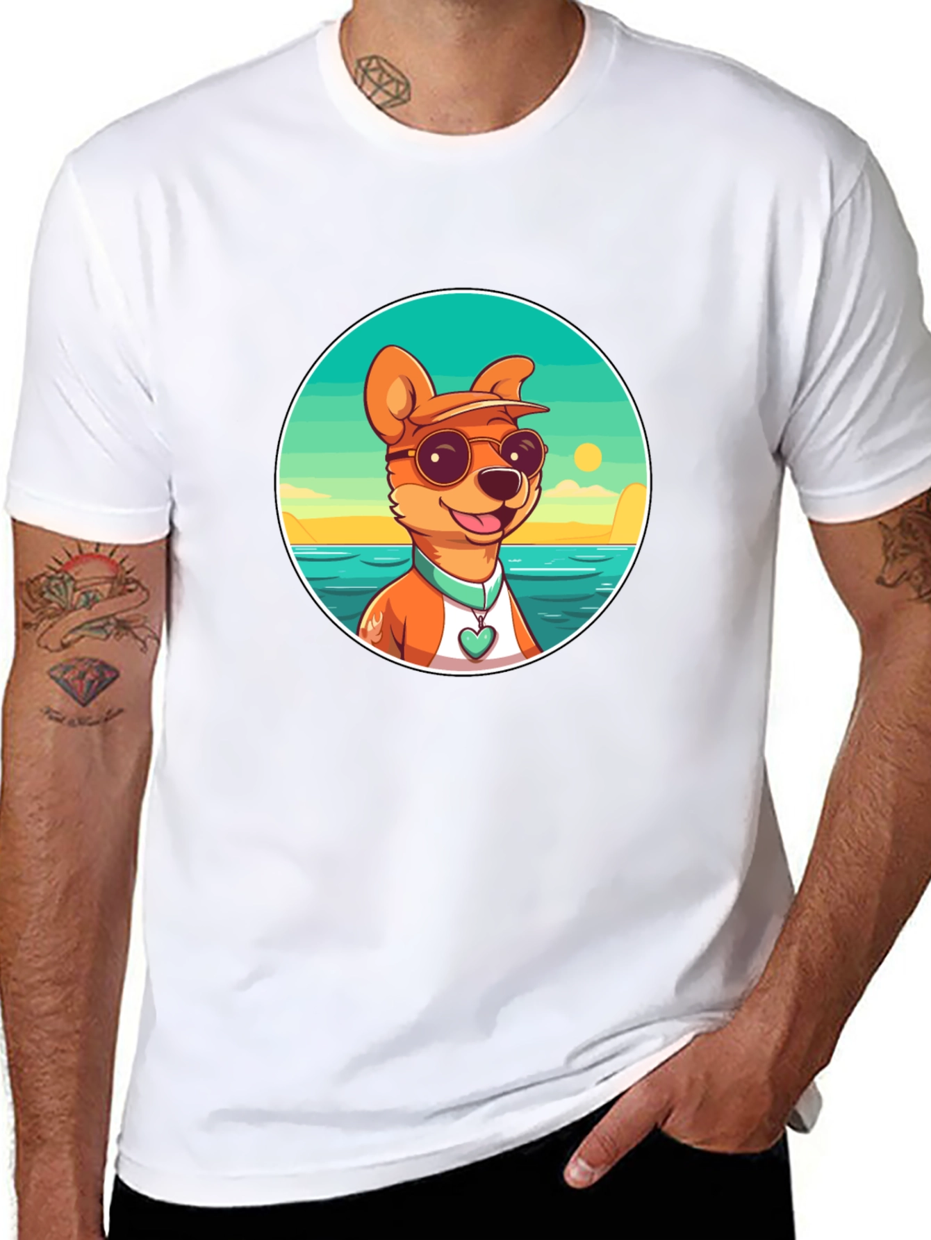 Cool Dog Cartoon Graphic Tee - Summer Vibes