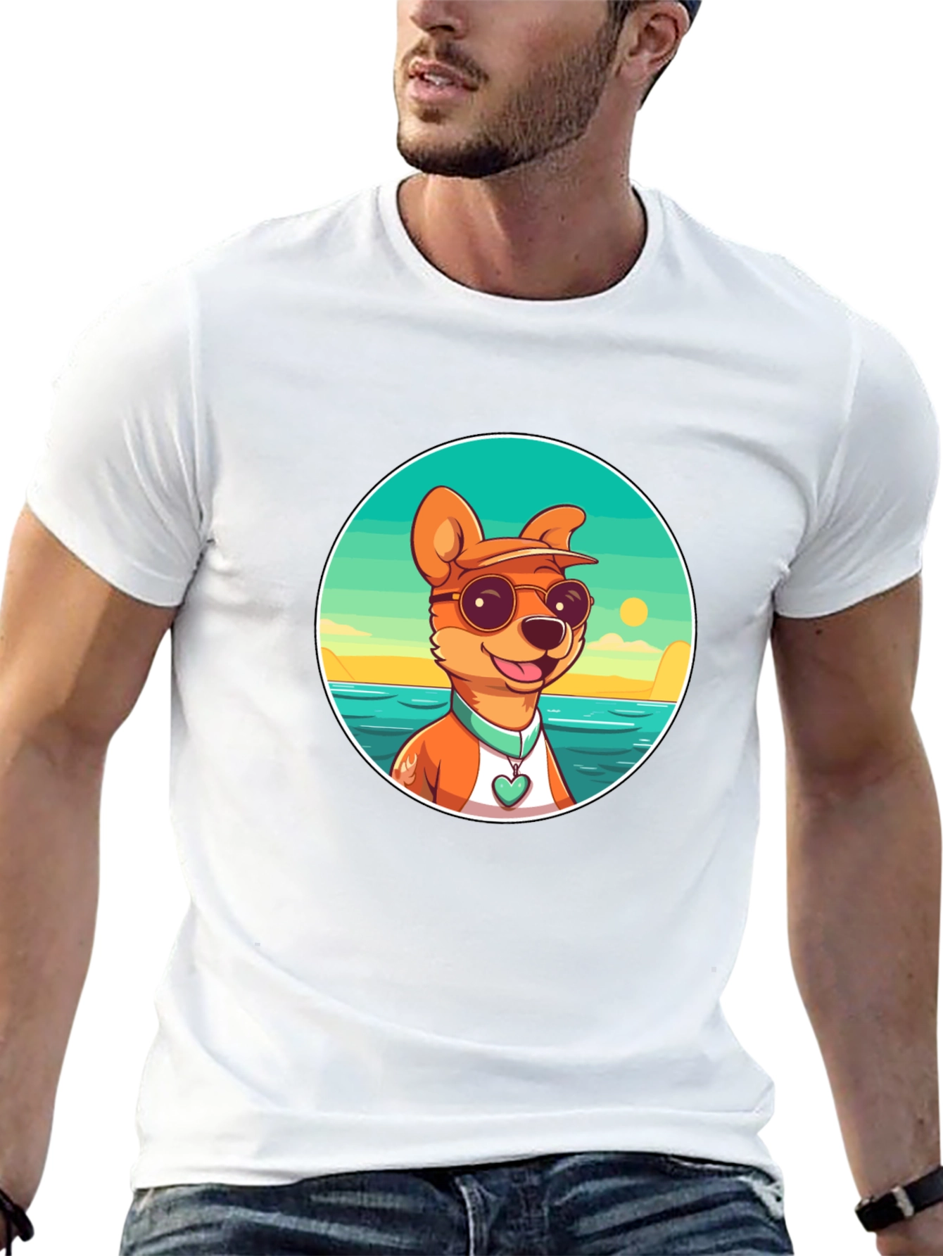 Cool Dog Cartoon Graphic Tee - Summer Vibes