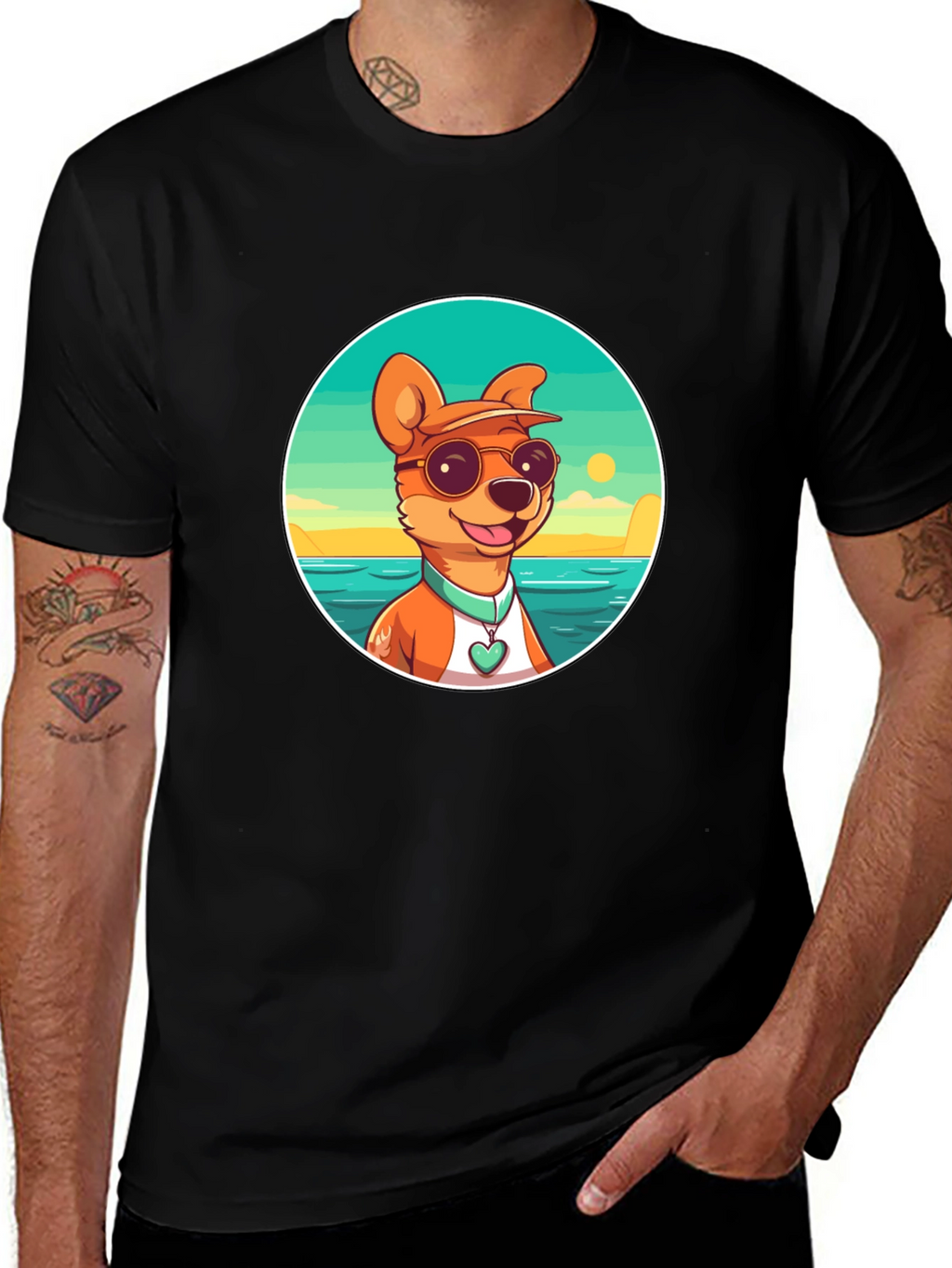 Cool Dog Cartoon Graphic Tee - Summer Vibes