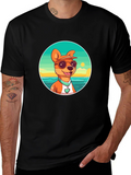 Cool Dog Cartoon Graphic Tee - Summer Vibes