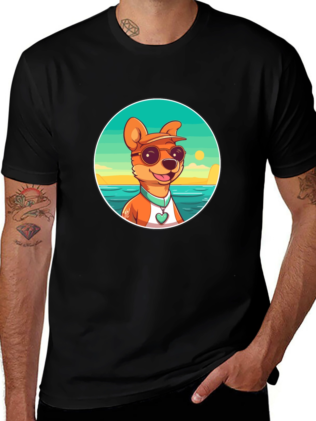 Cool Dog Cartoon Graphic Tee - Summer Vibes