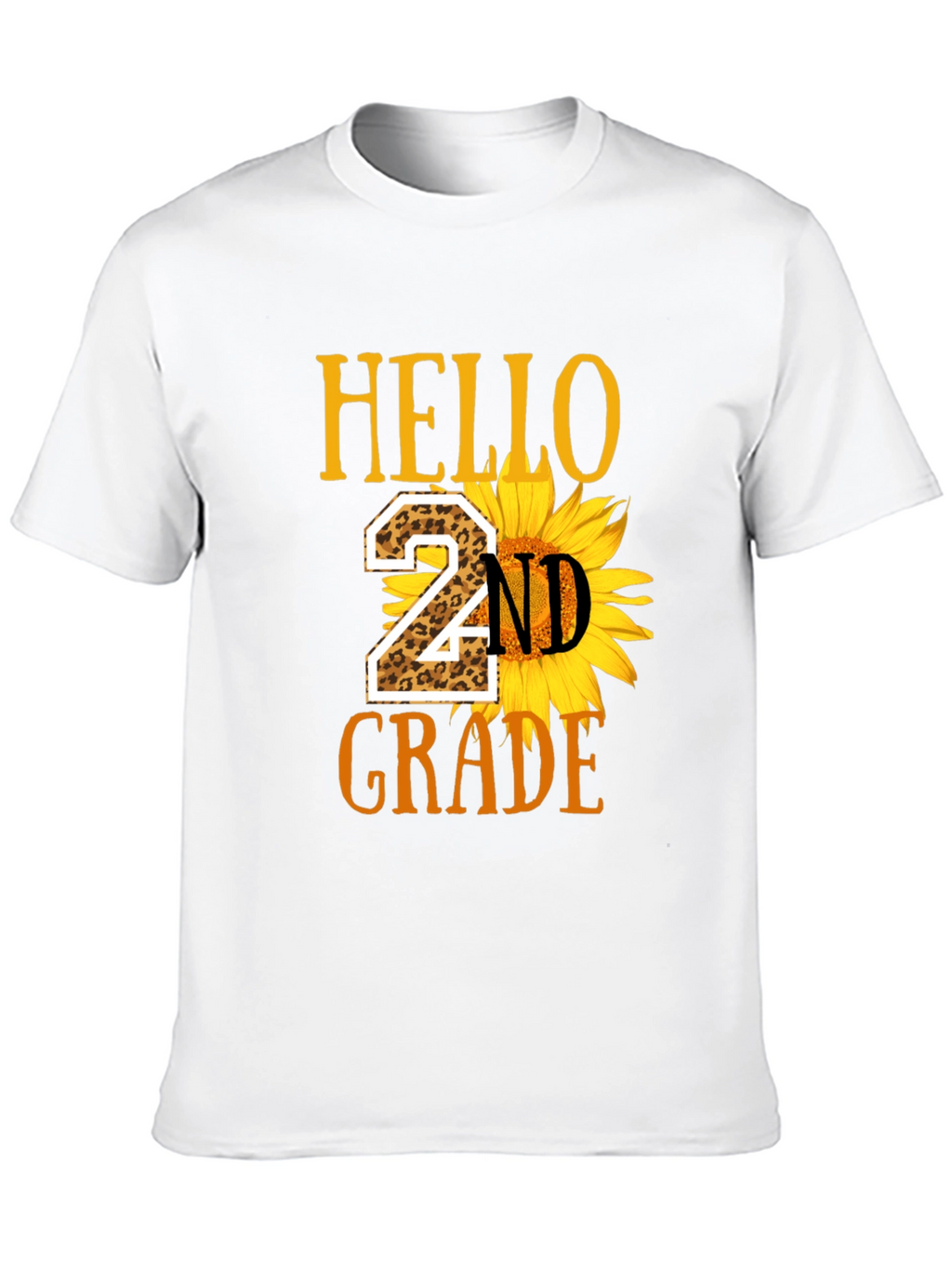 Hello 2nd Grade Leopard Sunflower T-Shirt