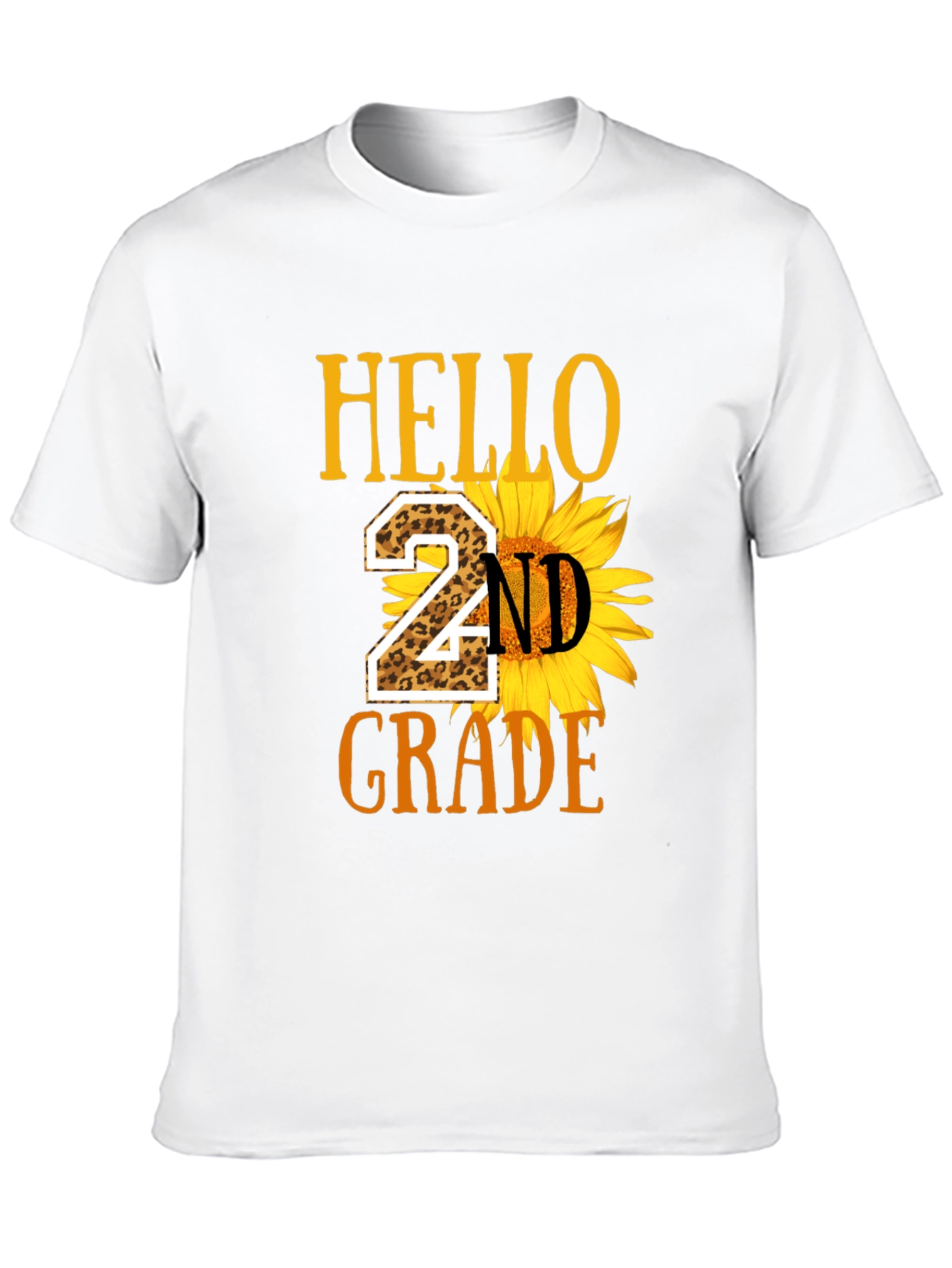 Hello 2nd Grade Leopard Sunflower T-Shirt