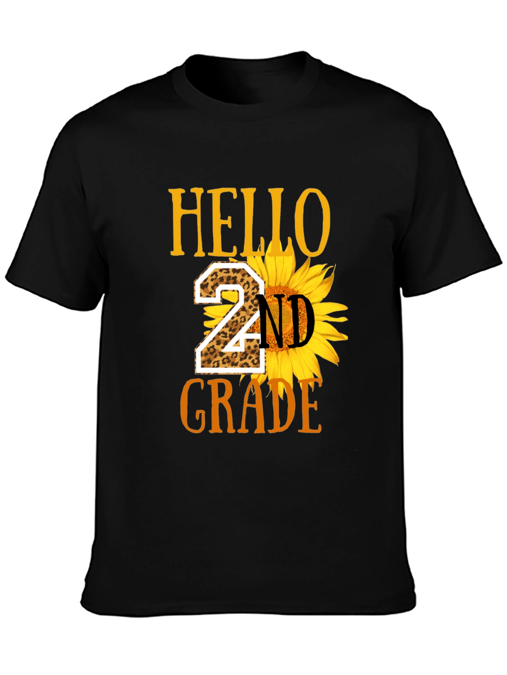 Hello 2nd Grade Leopard Sunflower T-Shirt