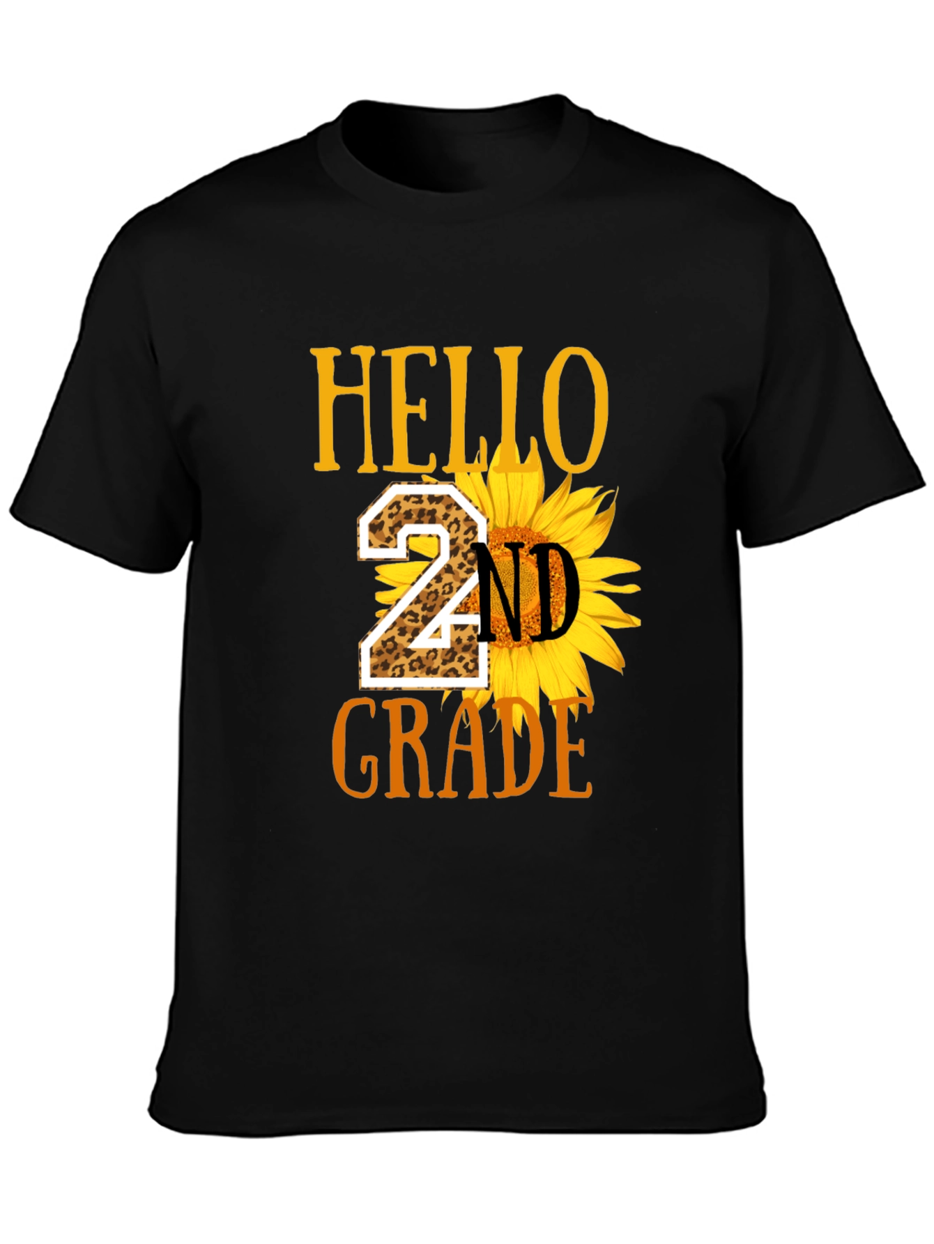 Hello 2nd Grade Leopard Sunflower T-Shirt