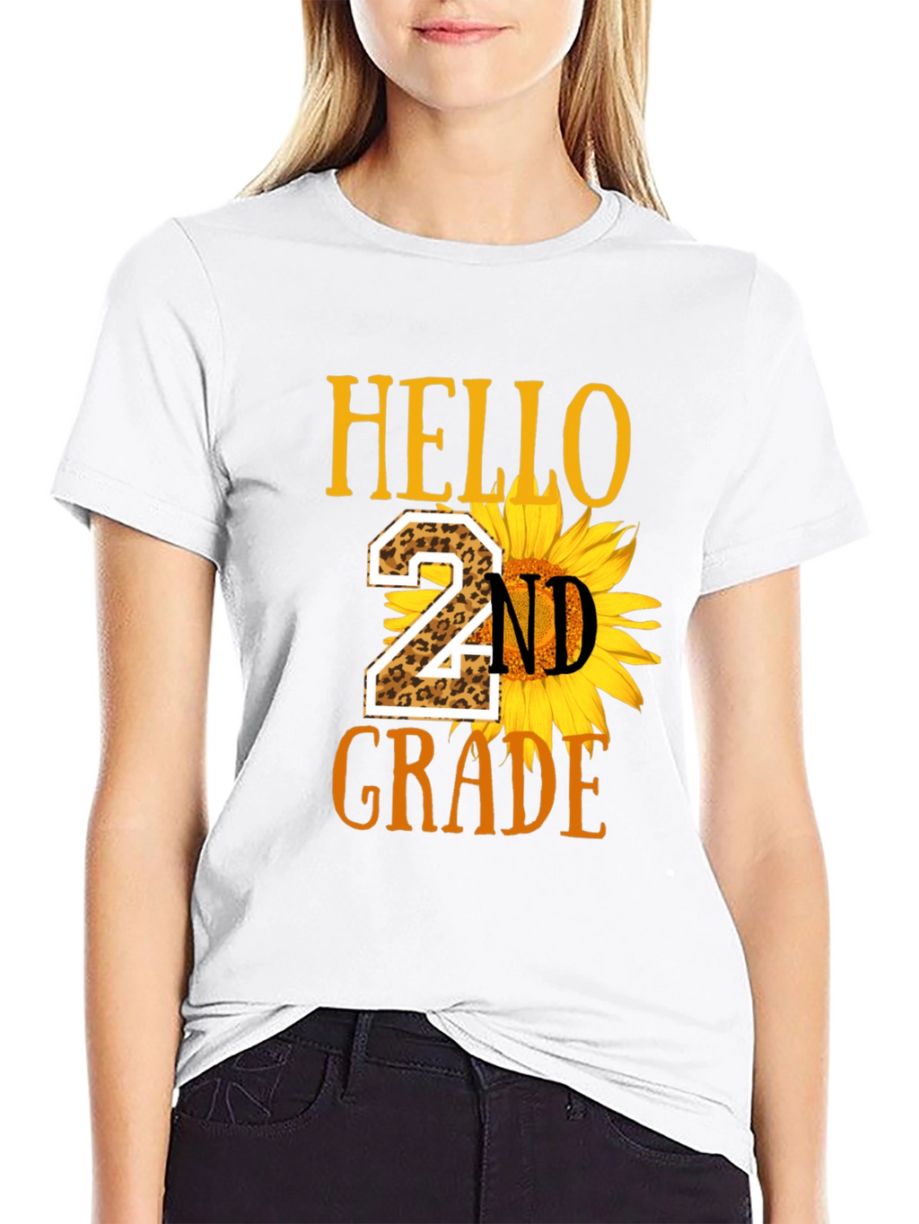 Hello 2nd Grade Leopard Sunflower T-Shirt