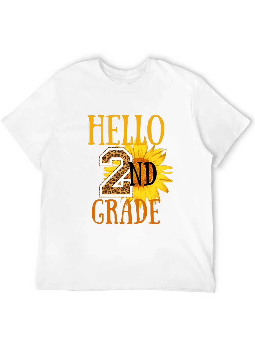 Hello 2nd Grade Leopard Sunflower T-Shirt