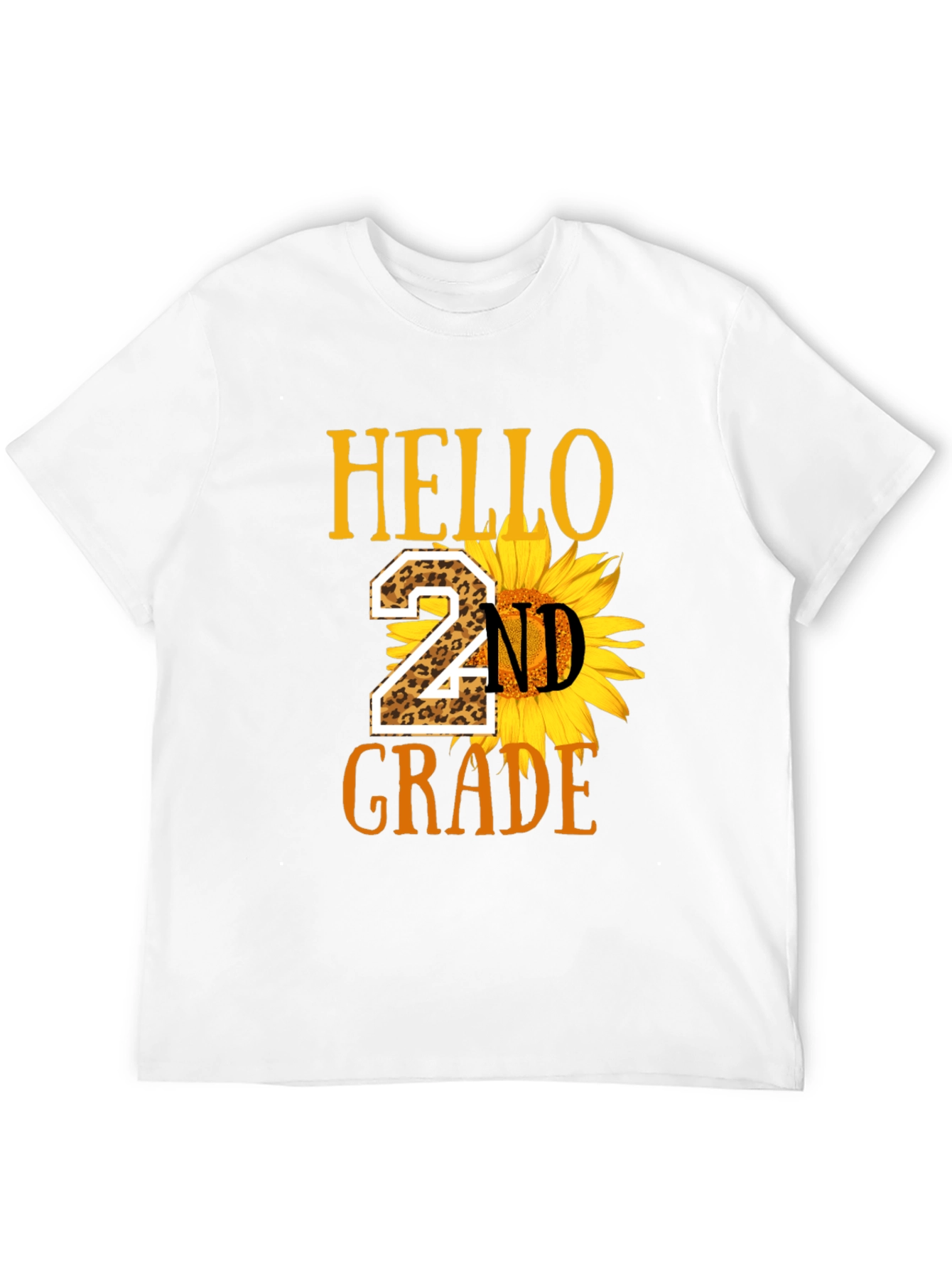 Hello 2nd Grade Leopard Sunflower T-Shirt