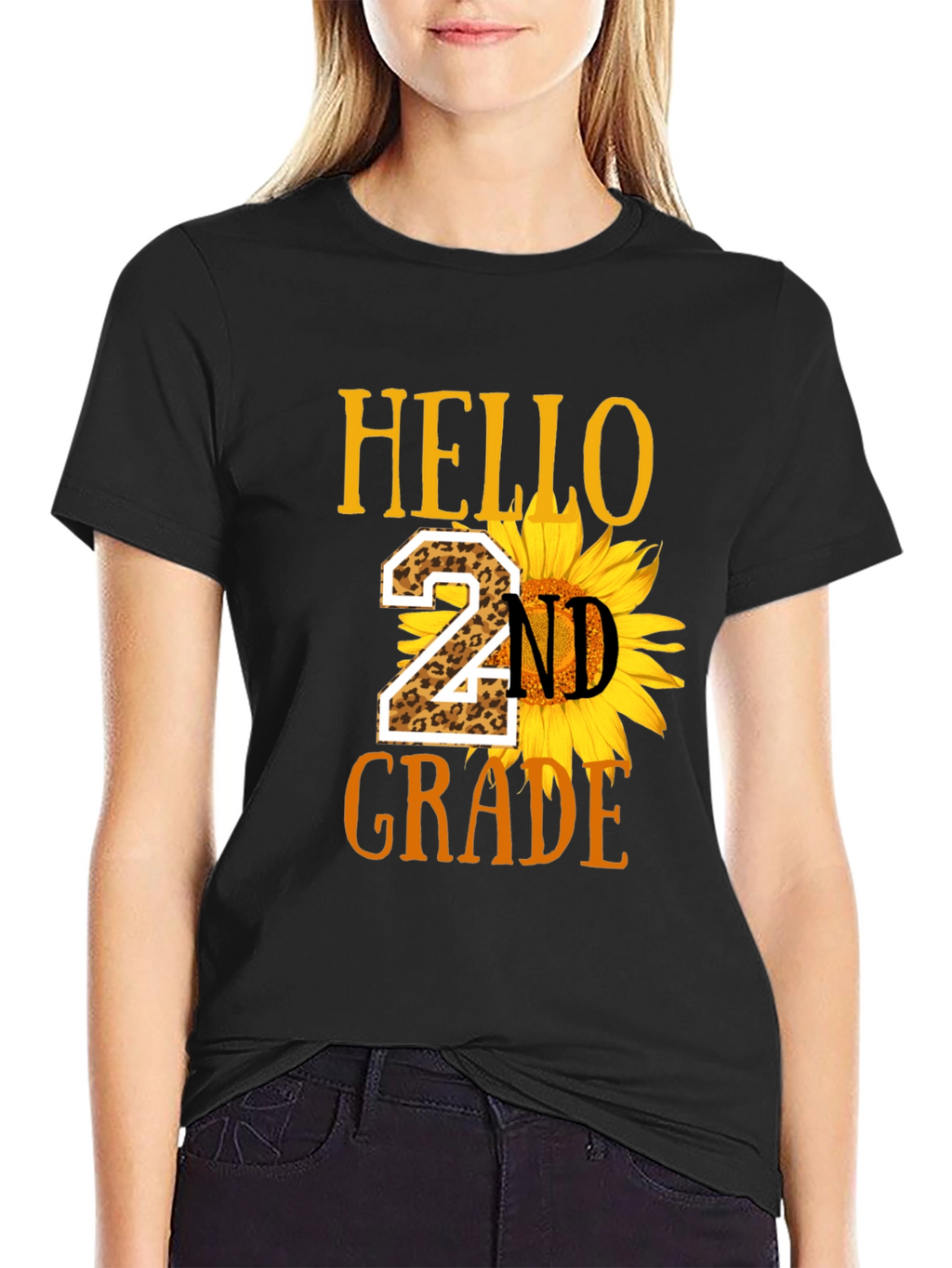 Hello 2nd Grade Leopard Sunflower T-Shirt