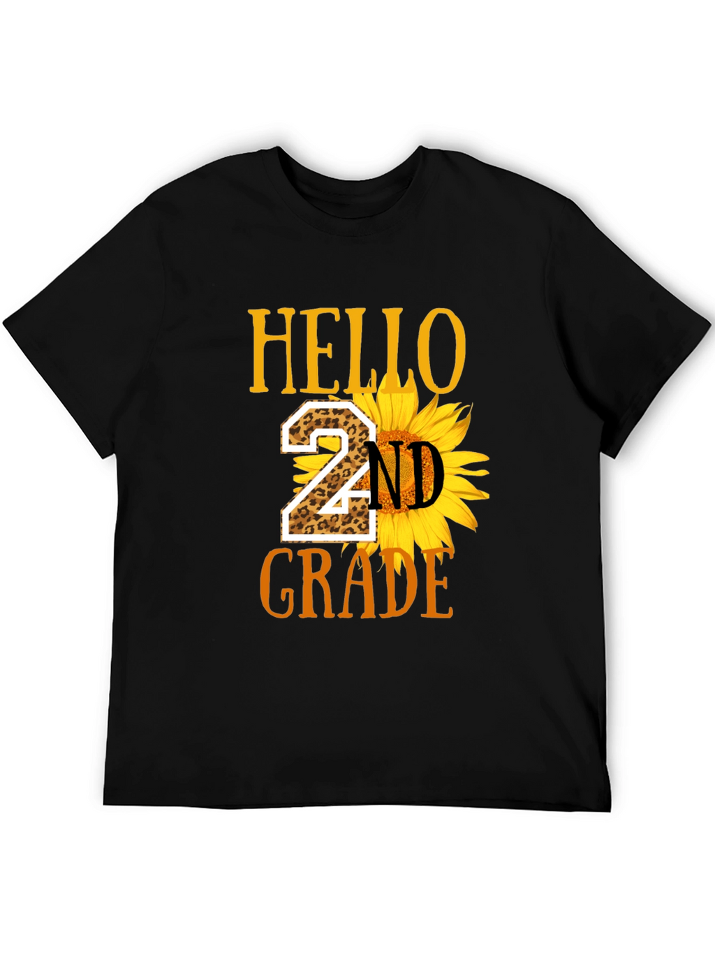 Hello 2nd Grade Leopard Sunflower T-Shirt
