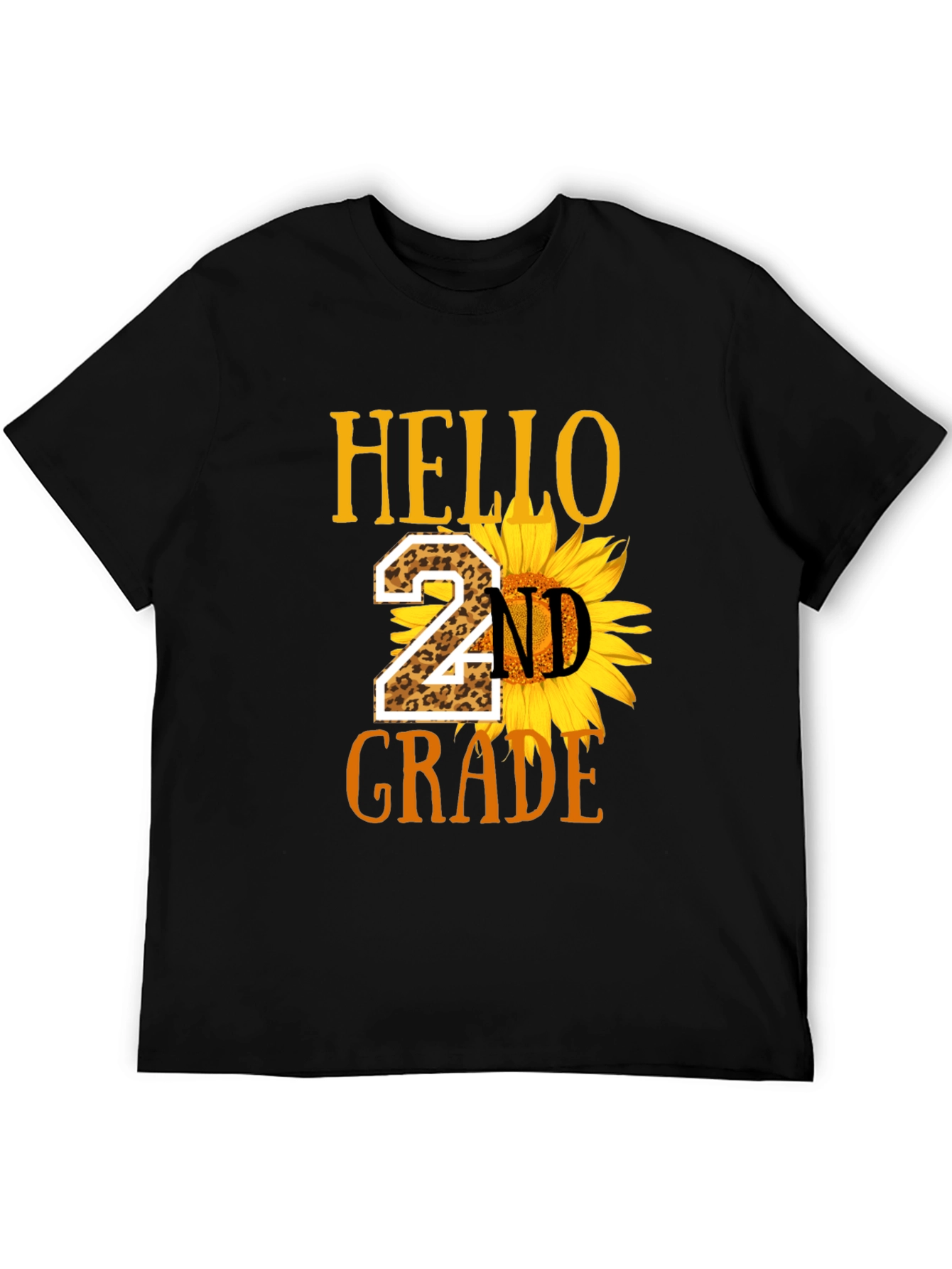 Hello 2nd Grade Leopard Sunflower T-Shirt